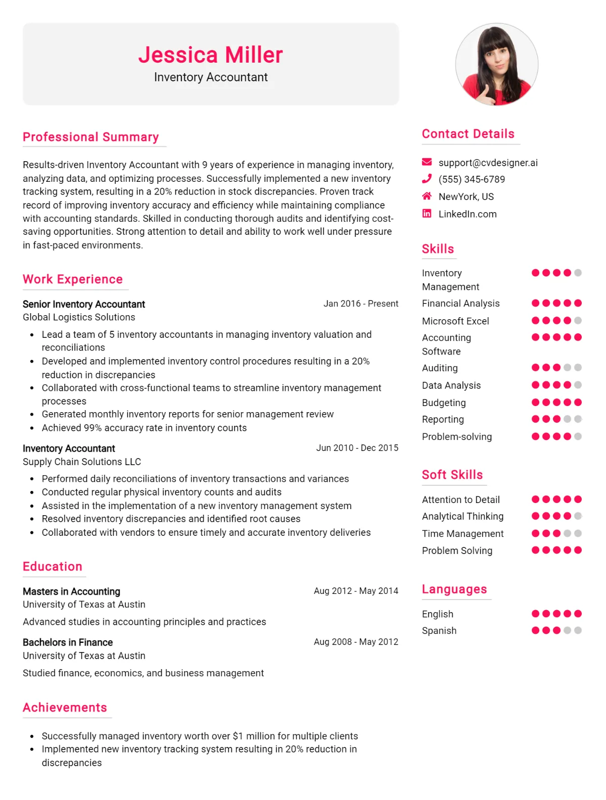 Inventory Accountant CV Example For 2026: Best Tips & Templates Preview
