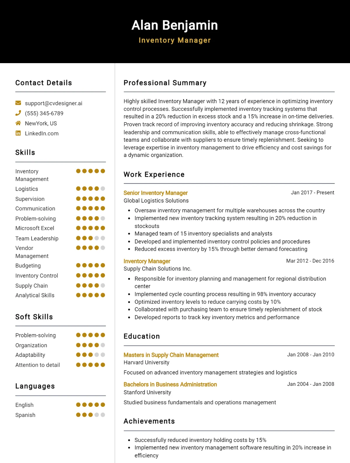 12 Inventory Manager CV Examples And Free Templates For 2026 Preview