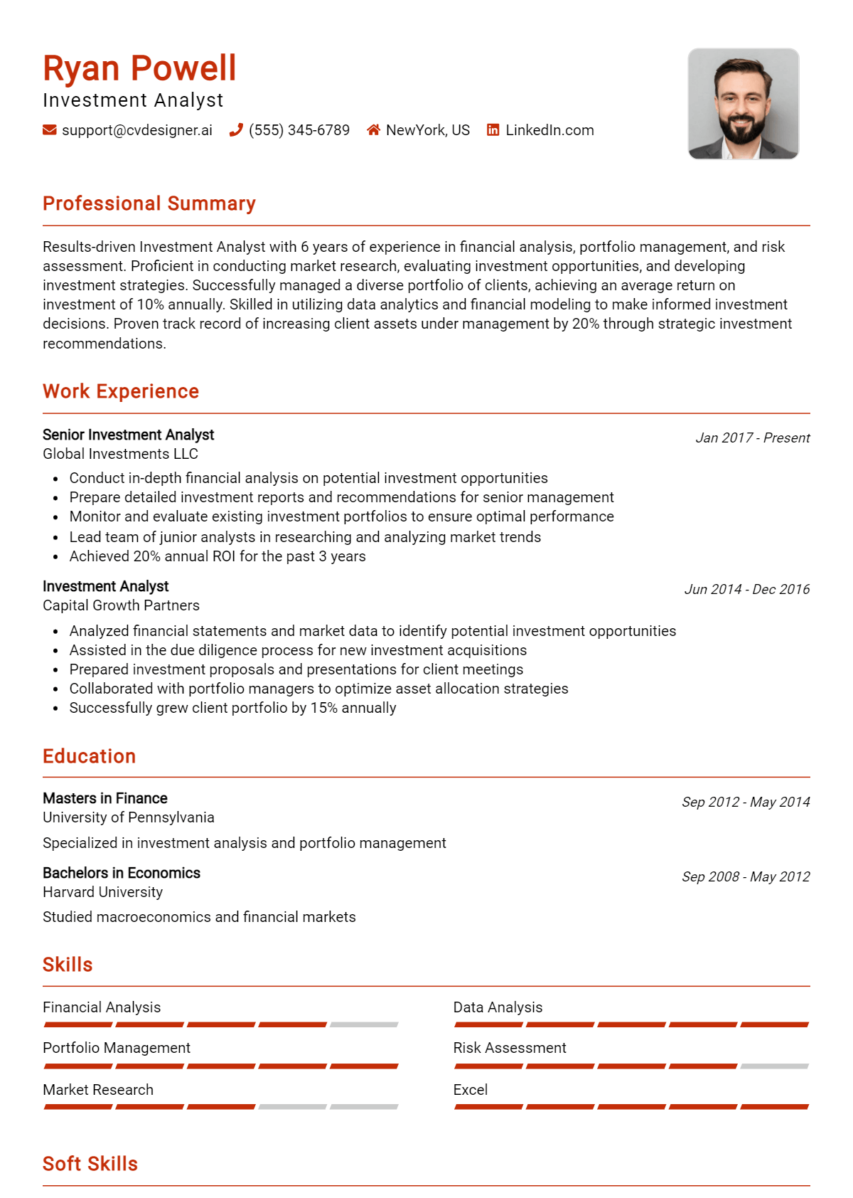 Investment Analyst Resume Example for 2026: Top CV Skills Preview