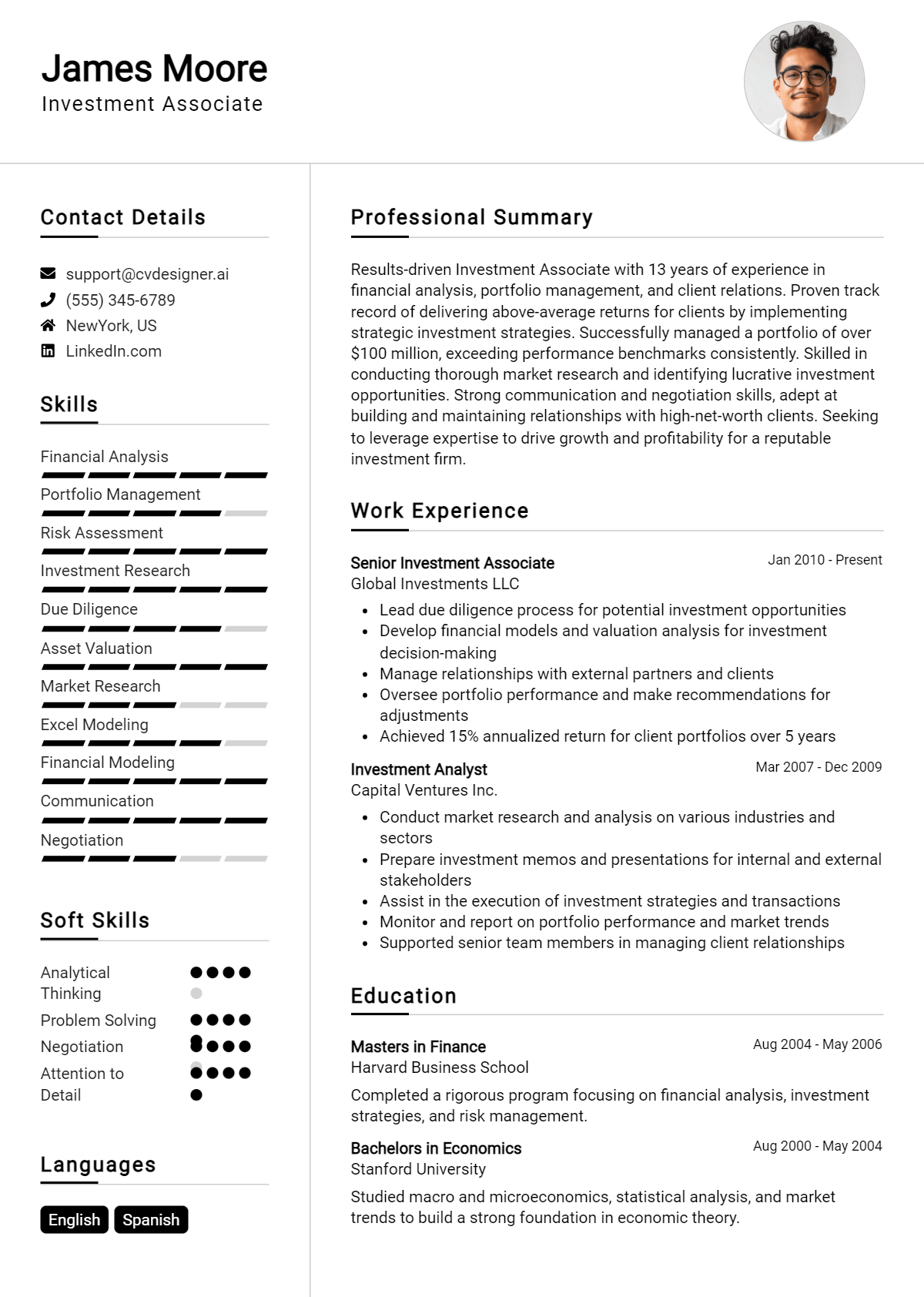 Investment Associate Resume Example for 2026: Professional CV Templates Preview