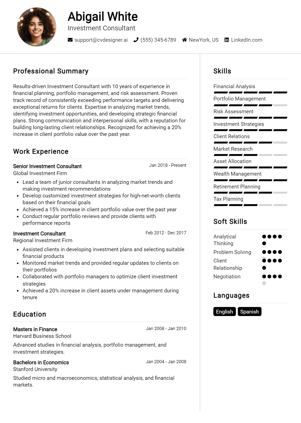 Investment Consultant Resume Example for 2026: Best Tips & Templates Preview
