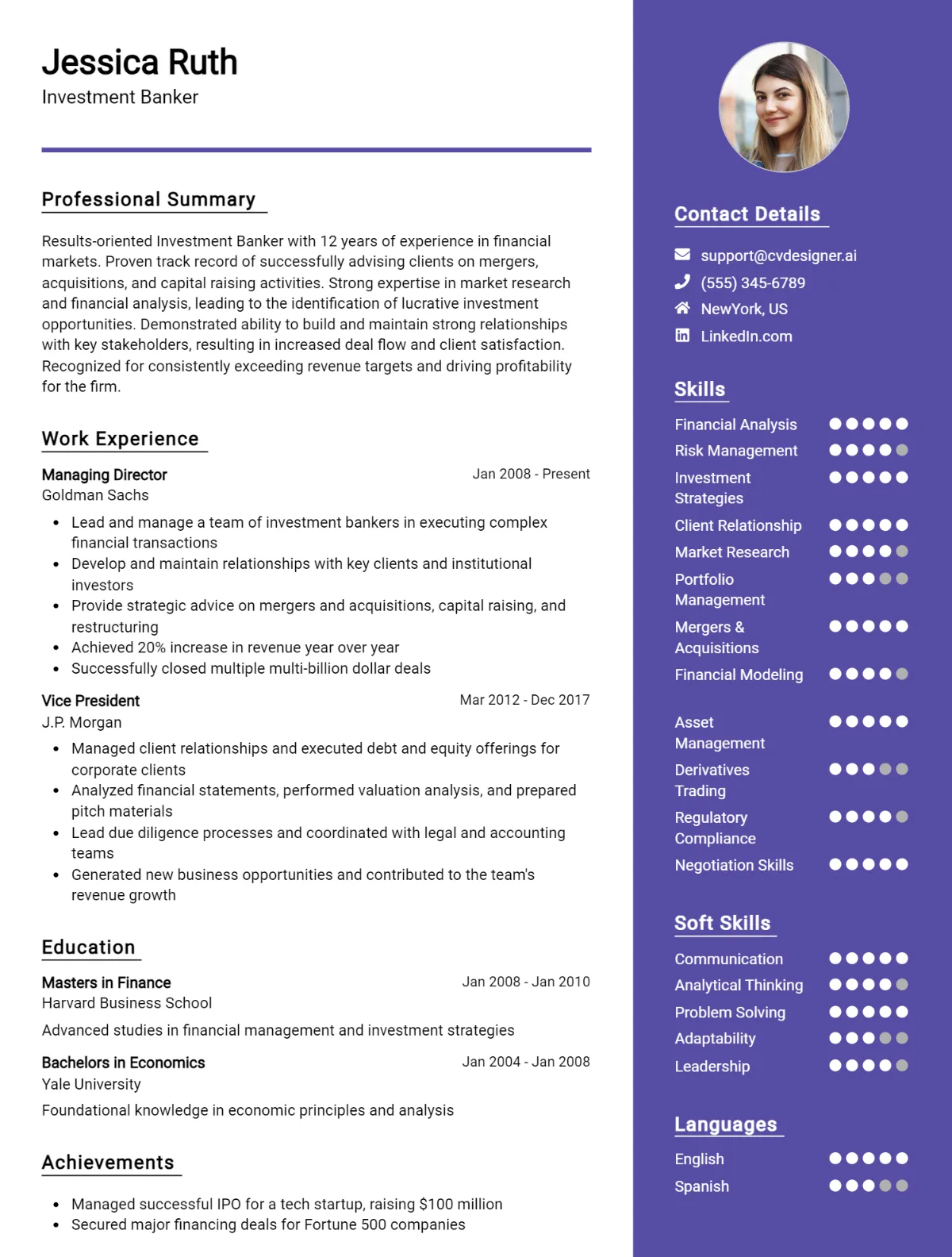 Investment Banker CV Example For 2026: Best Tips & Templates Preview