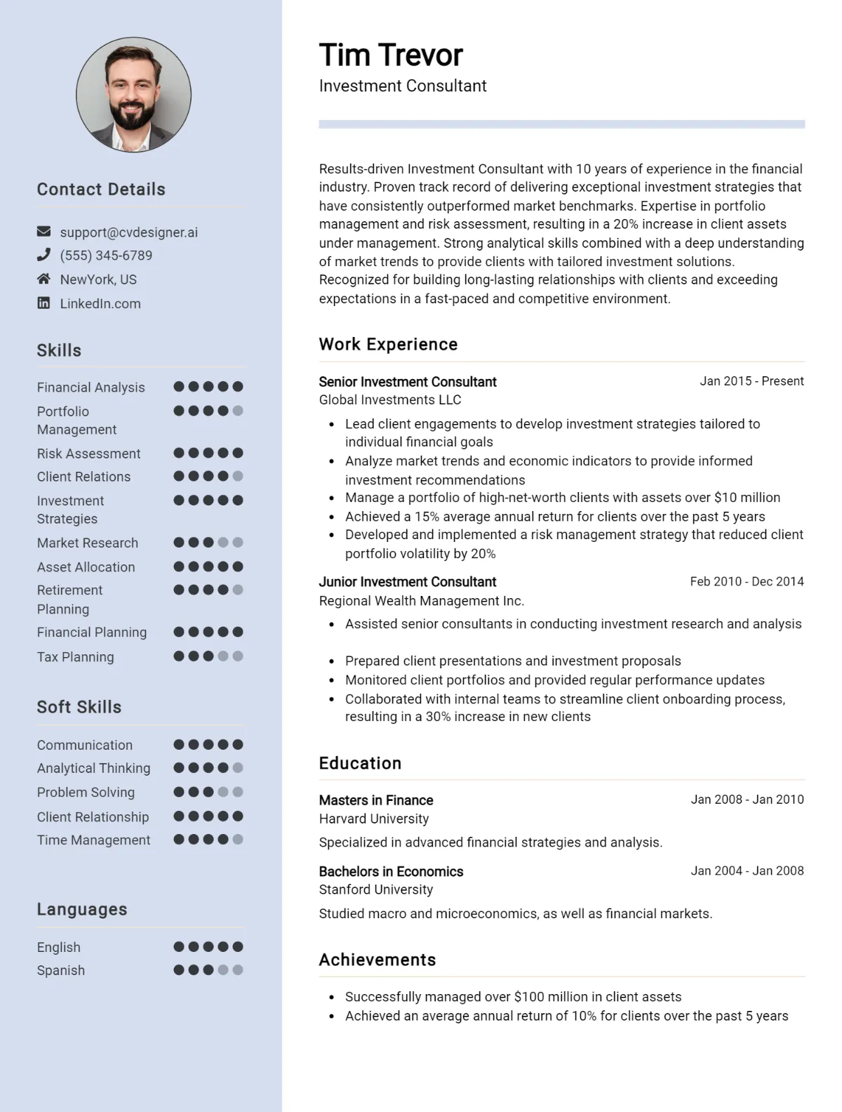 Investment Consultant CV Example For 2026: Free Templates & Advice Preview