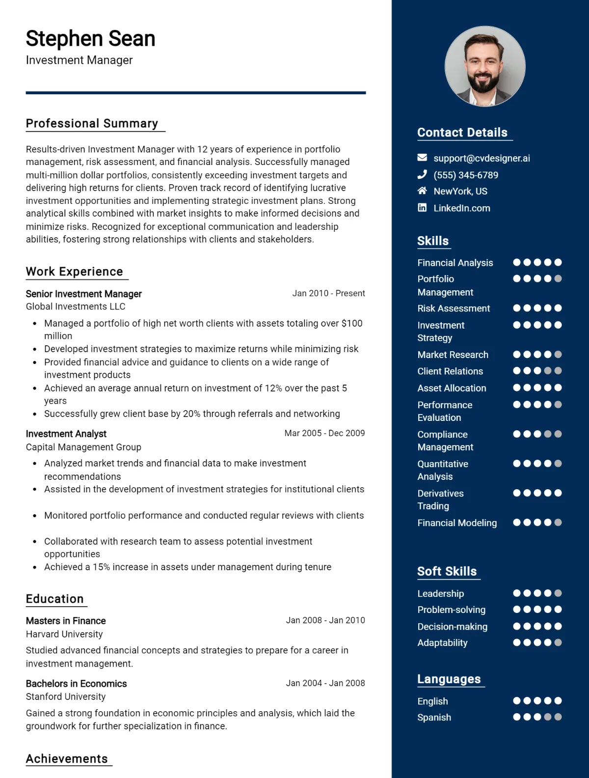 12 Investment Manager CV Examples And Template For 2026 Preview