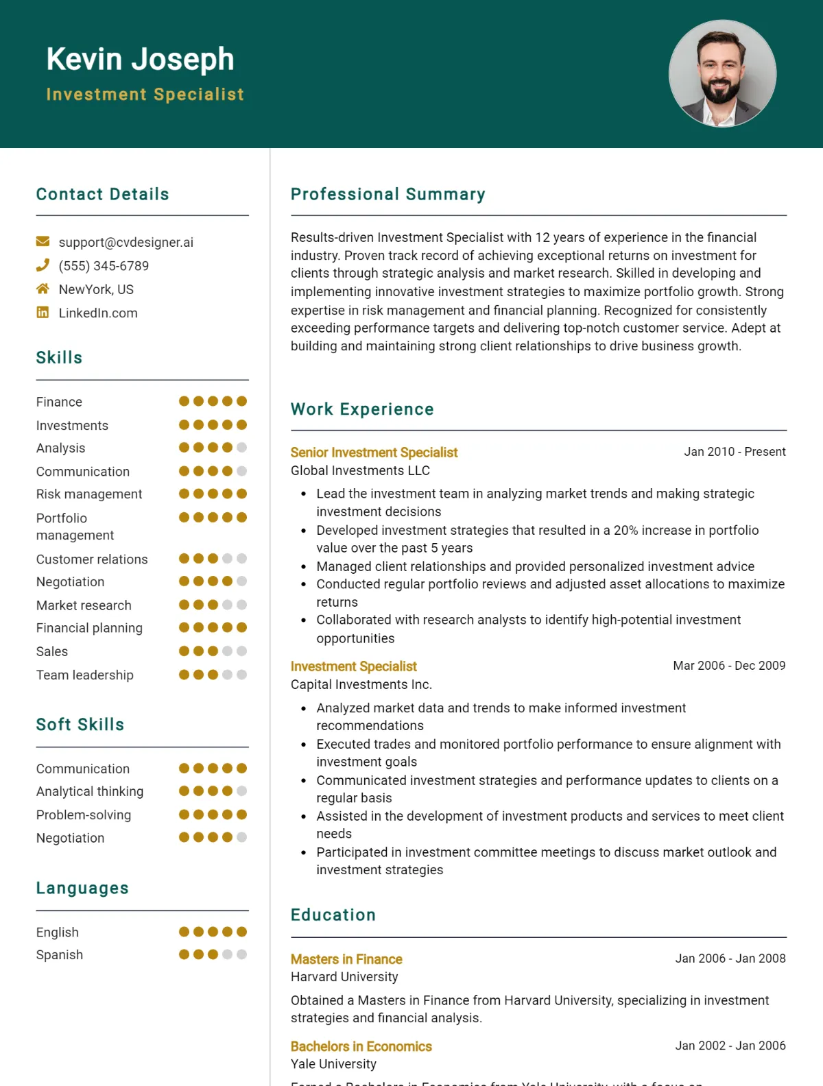 Investment Specialist CV Example For 2026: Expert Tips & Templates Preview