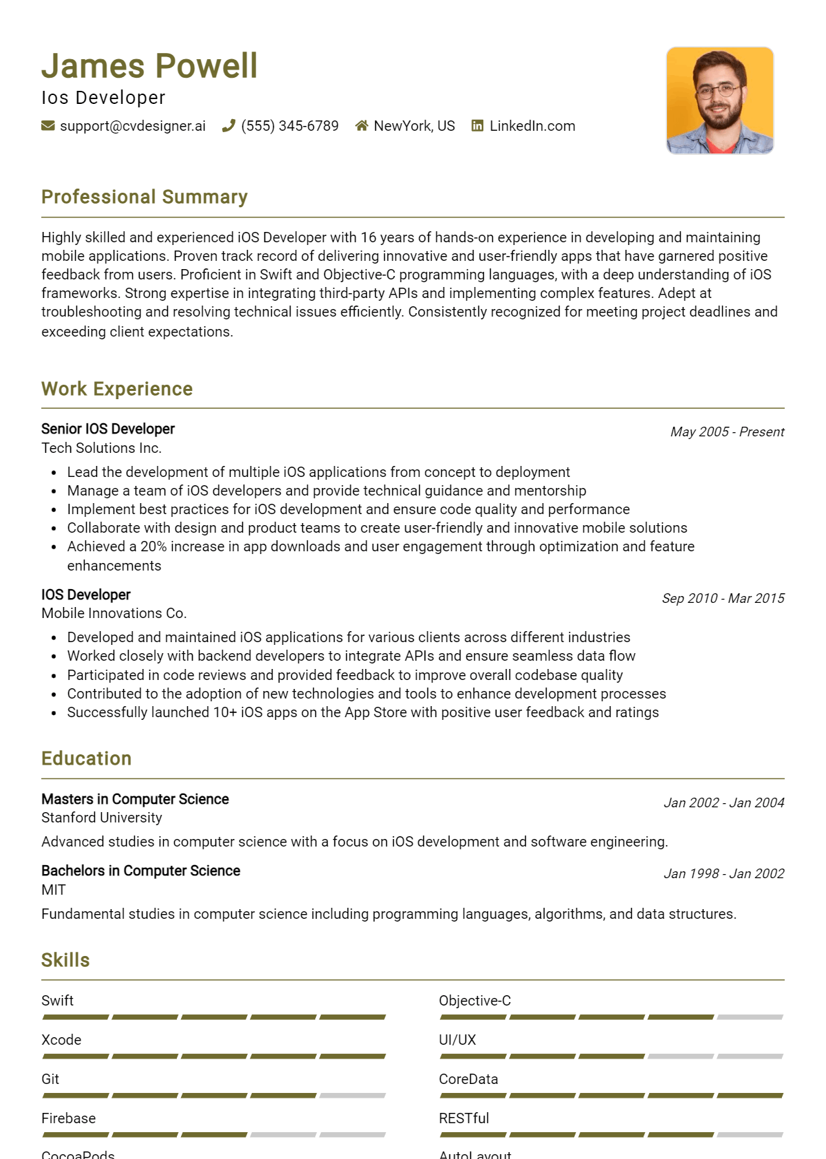IOS Developer Resume Example for 2026: Tips to Stand Out Preview