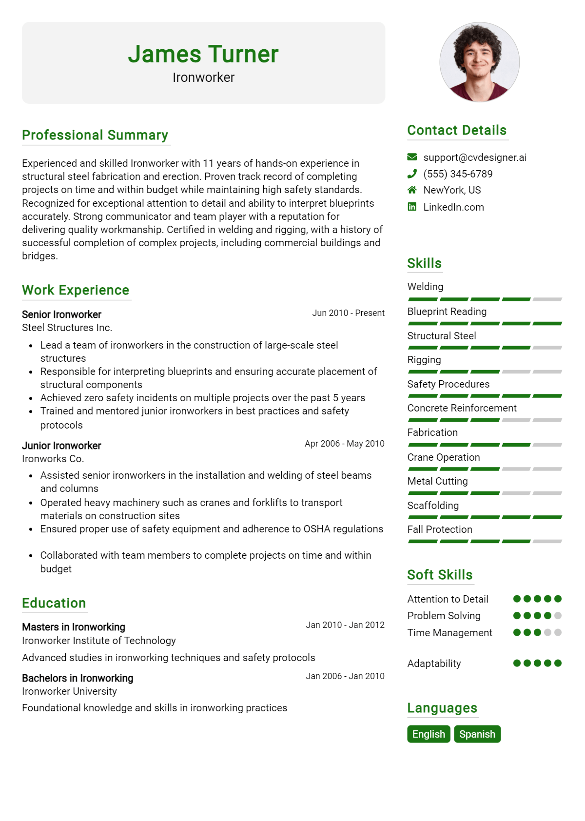 Ironworker Resume Example for 2026: Ultimate Guide Preview