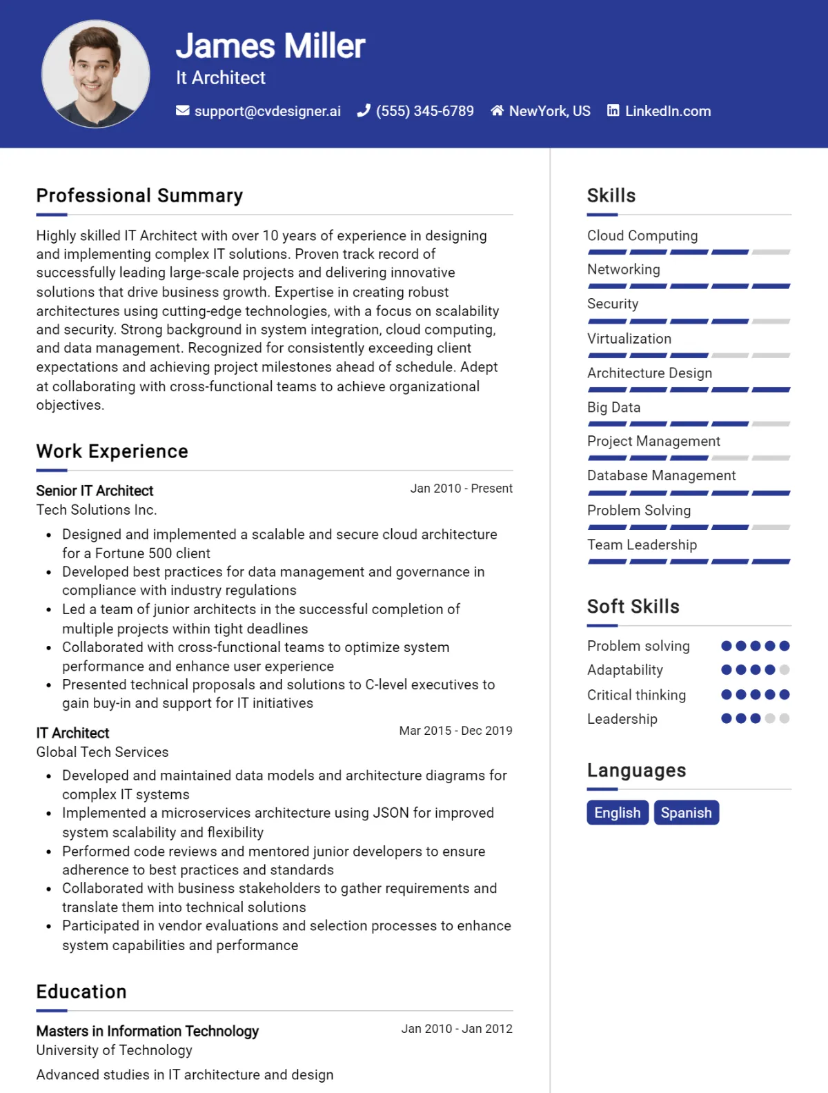IT Architect CV Example For 2026: Proven Tips & Templates Preview