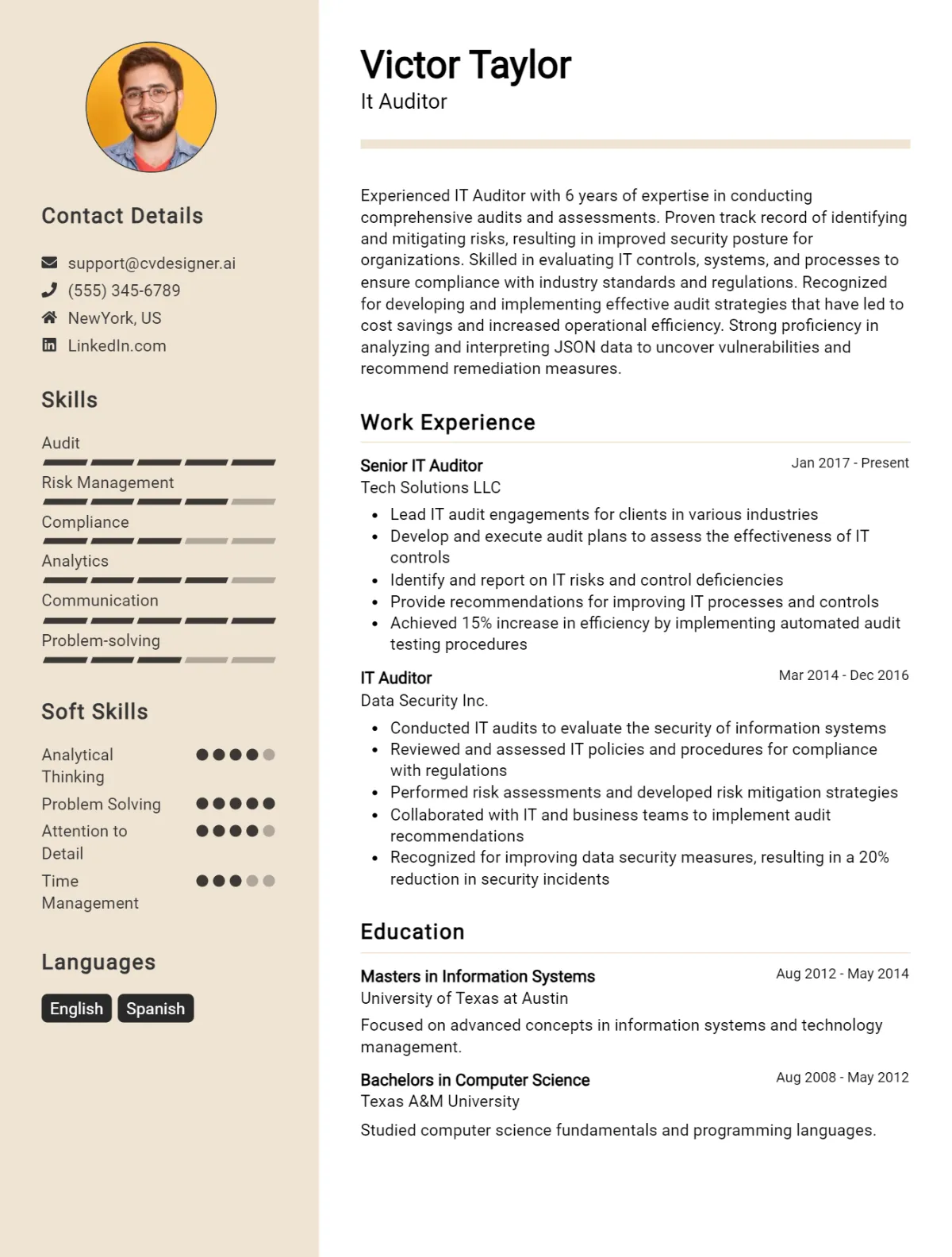 IT Auditor CV Example For 2026: How to Create a Professional CV Preview