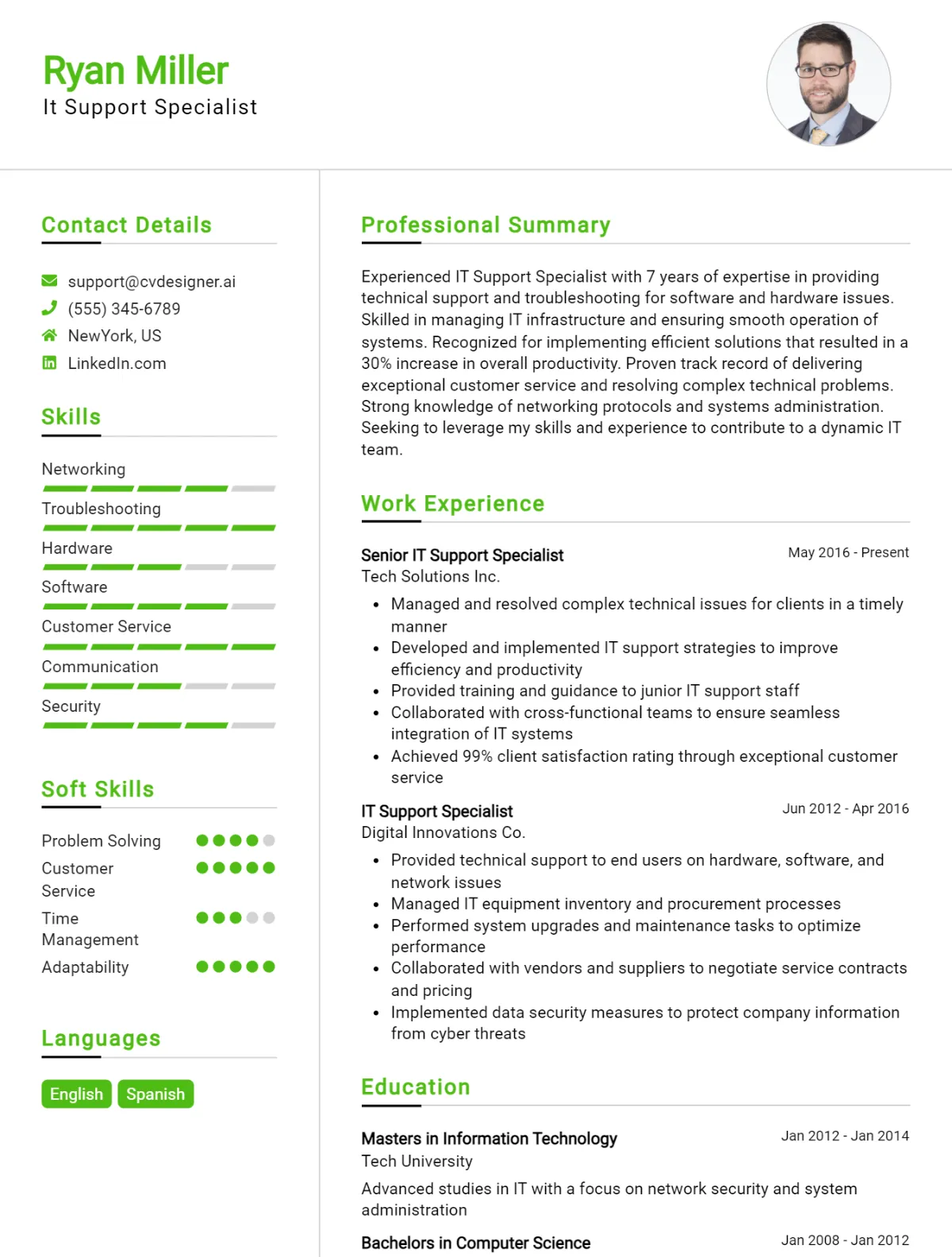 16 IT Support Specialist CV Examples For 2026: Top CV Skills Preview
