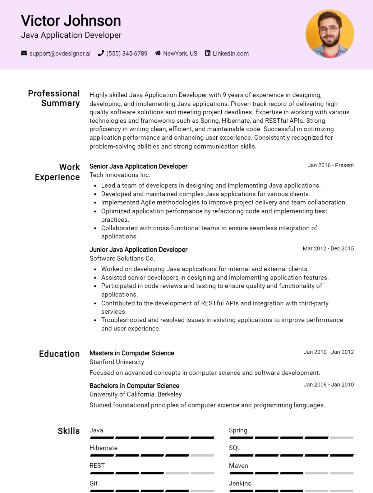 12 Java Application Developer CV Examples And Templates For 2026 Preview