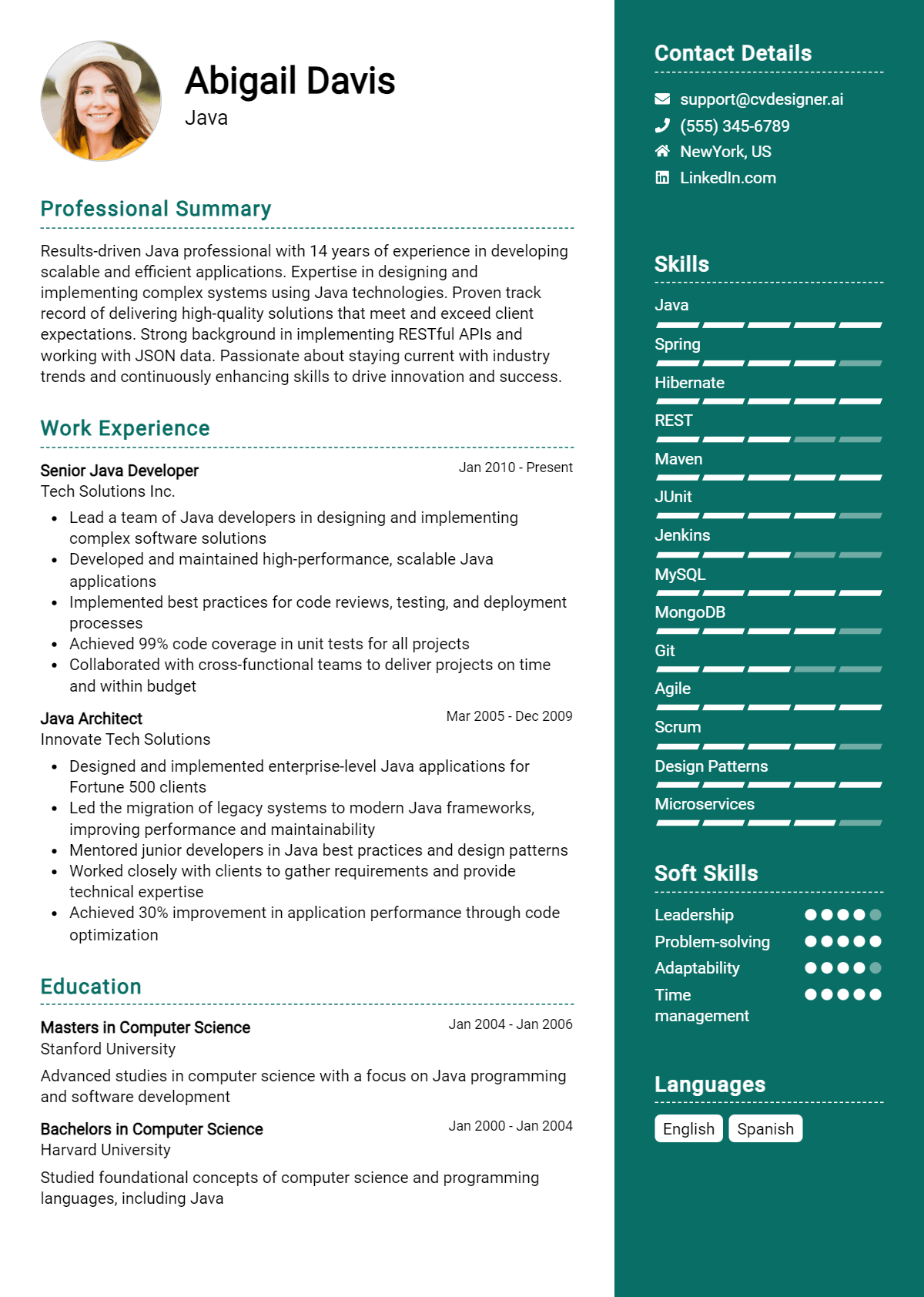 Java Resume Example for 2026: Resume Guide Preview