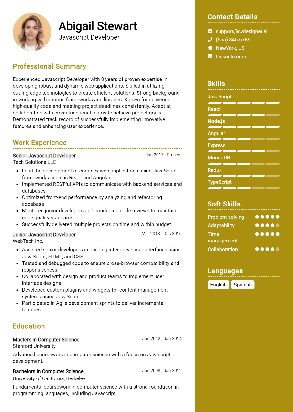 12 JavaScript Developer Resume Examples for 2026: Free Samples Preview