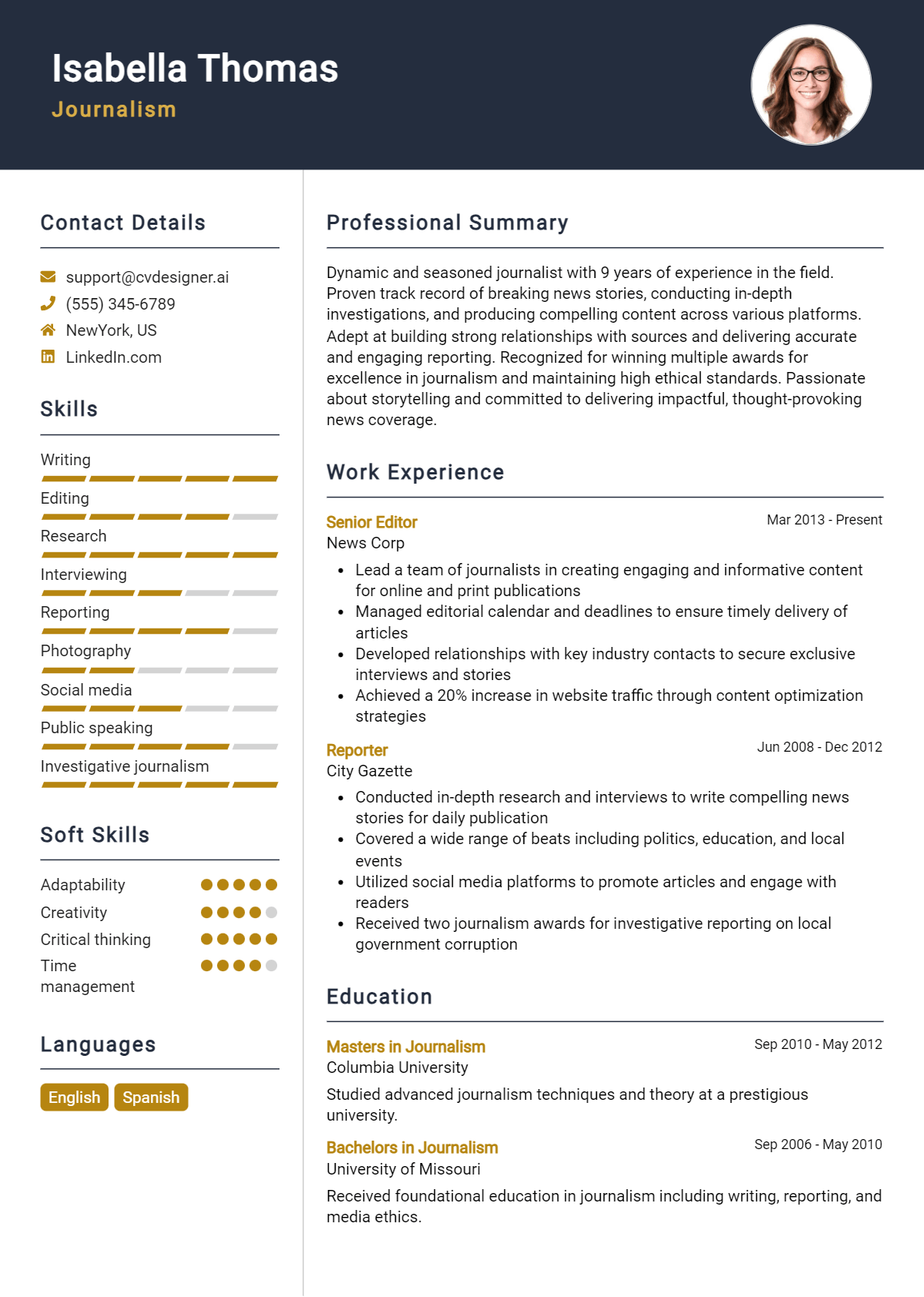 Journalism Resume Example for 2026: Best Tips Preview