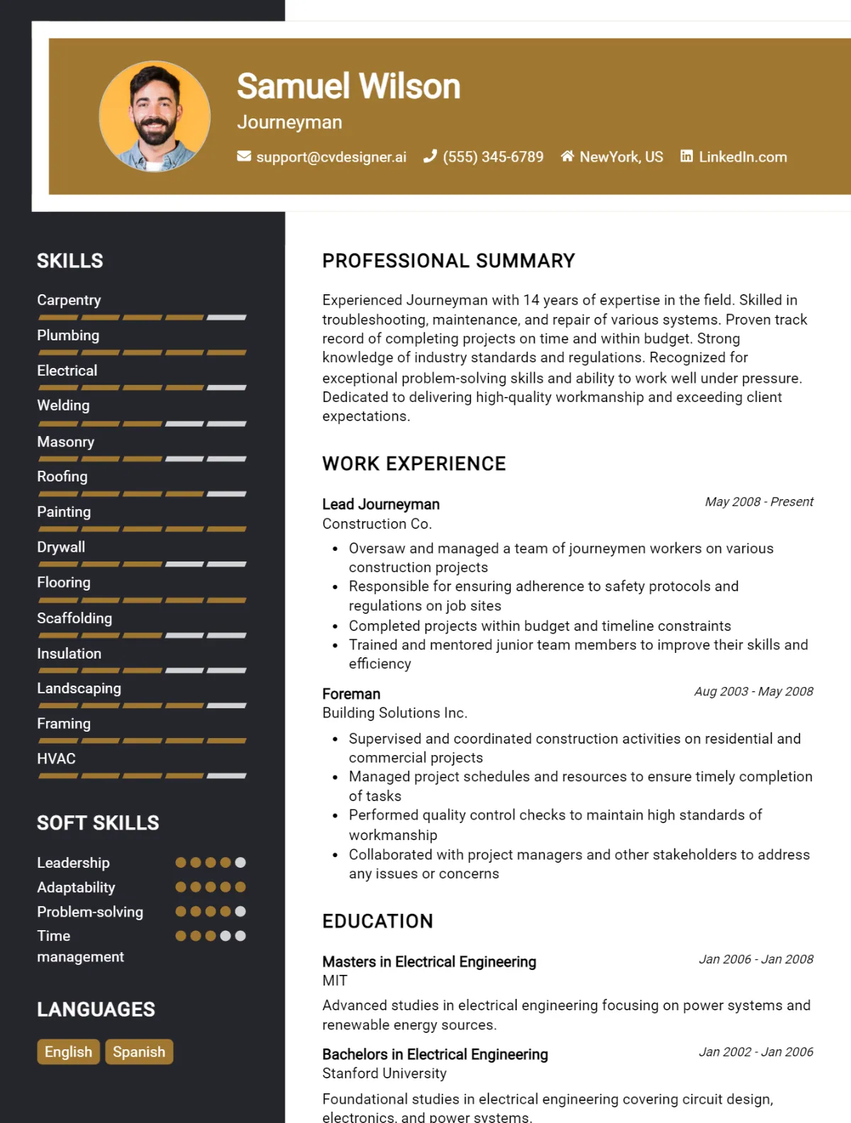 Journeyman CV Example For 2026: How to Create a Professional CV Preview