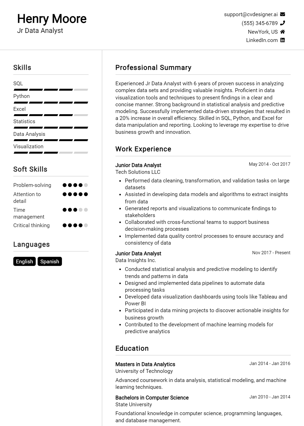 Jr Data Analyst CV Example for 2026: How to Create a Professional CV Preview