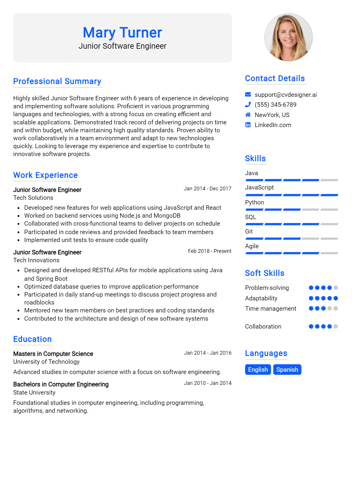 Junior Software Engineer Resume Example for 2026: Downloadable Templates Preview