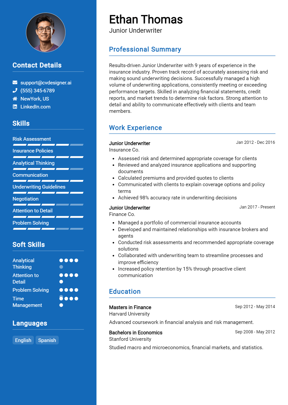 Junior Underwriter Resume Example for 2026: How to Craft a Winning CV Preview