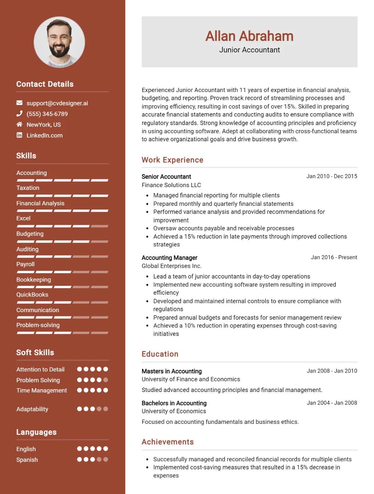 Junior Accountant CV Example For 2026: Free Templates & Advice Preview