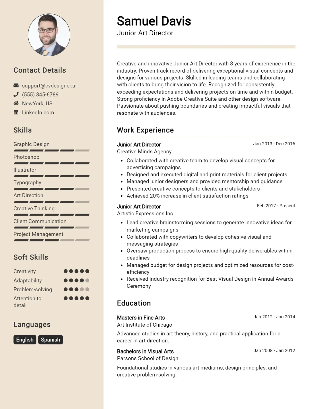 Junior Art Director CV Example For 2026: Effective CV Writing Tips Preview