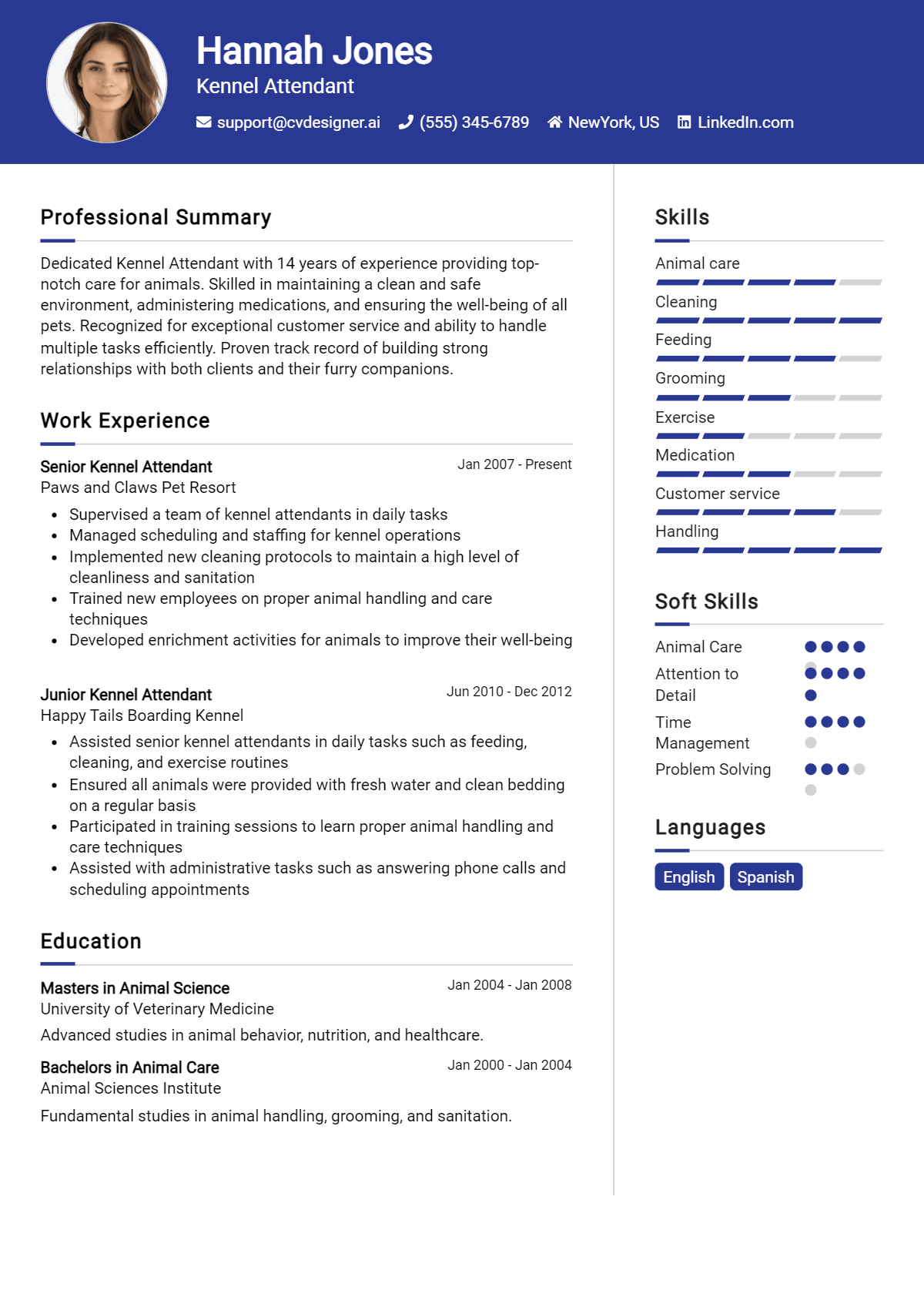 Kennel Attendant Resume Example for 2026: Best Formatting Tips Preview