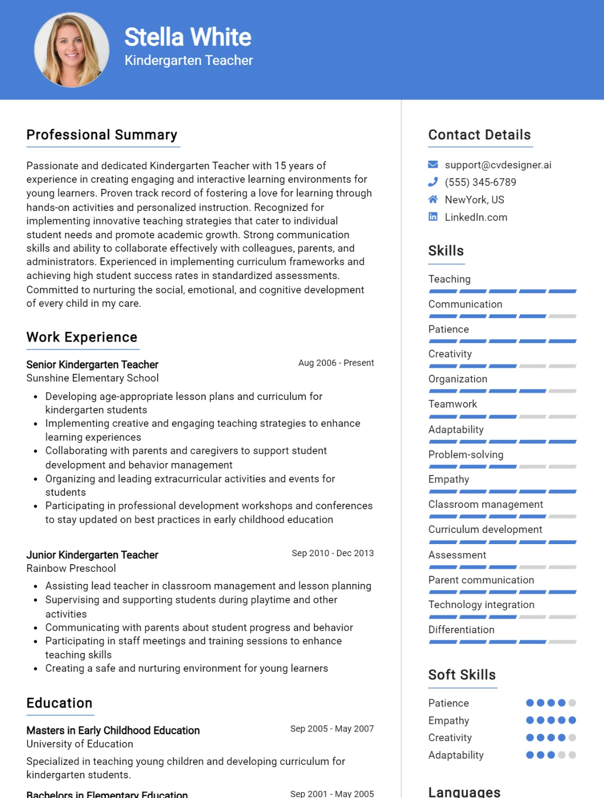 Kindergarten Teacher CV Example For 2026: Effective CV Writing Tips Preview