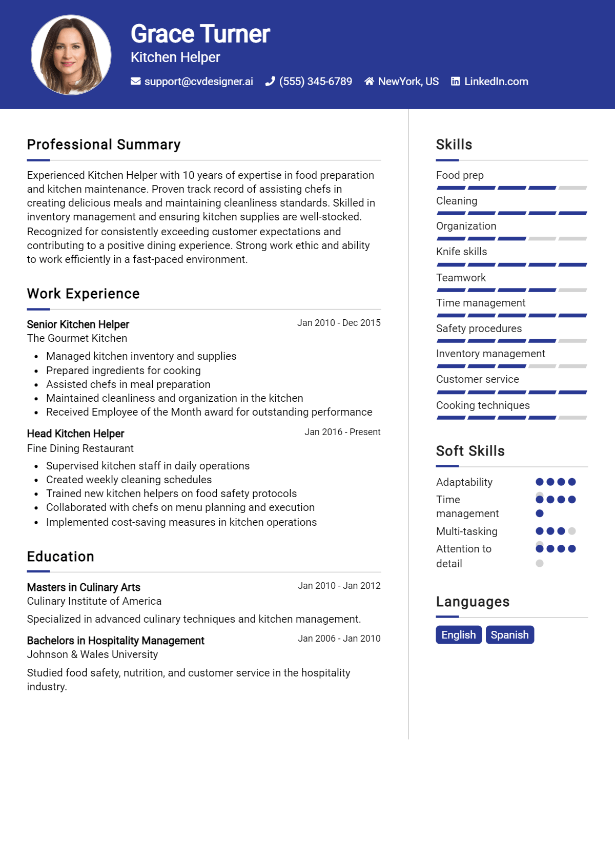 Kitchen Helper Resume Example for 2026: Samples & Best Practices Preview