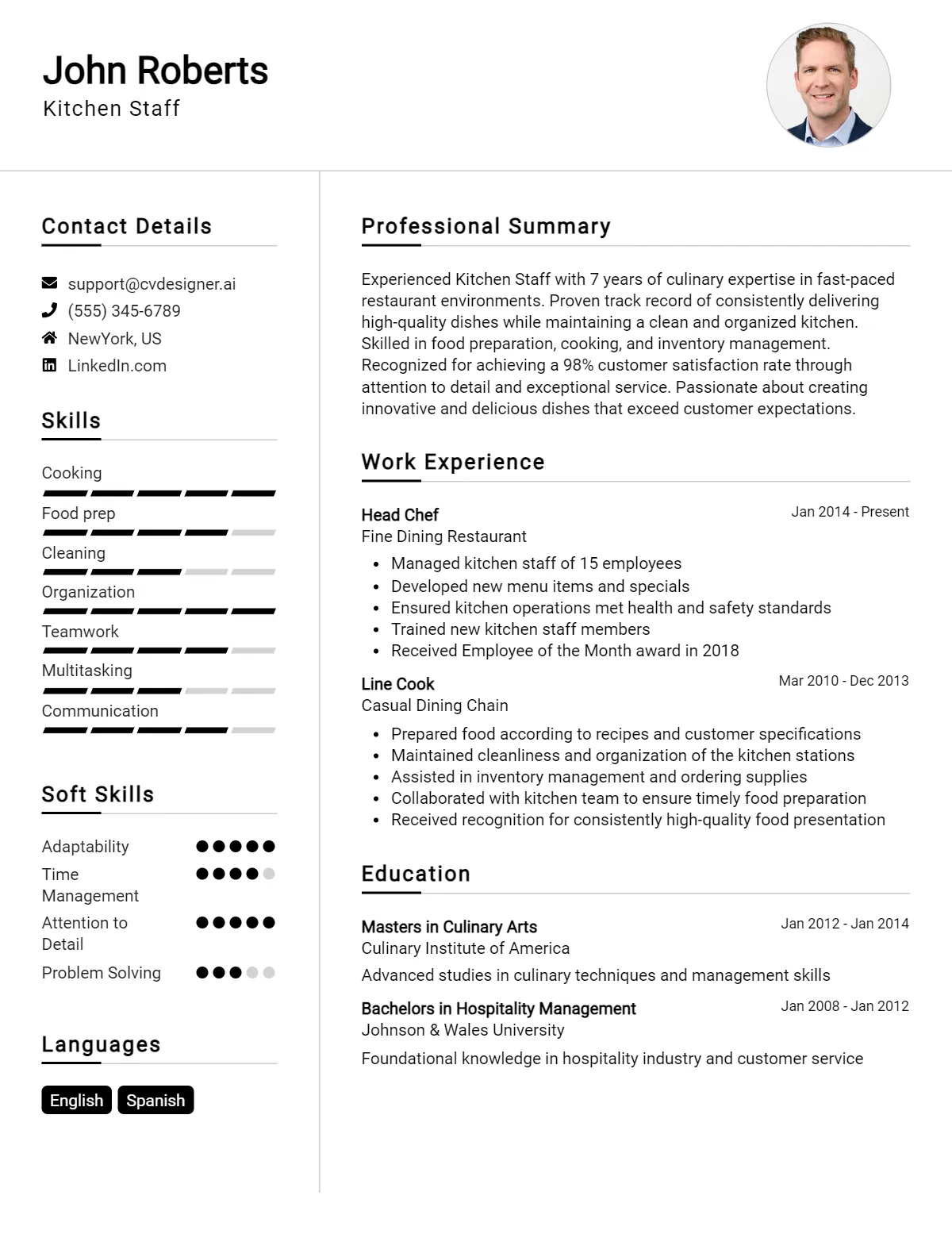 6 Kitchen Staff CV Examples For 2026: Strategies & Templates Preview