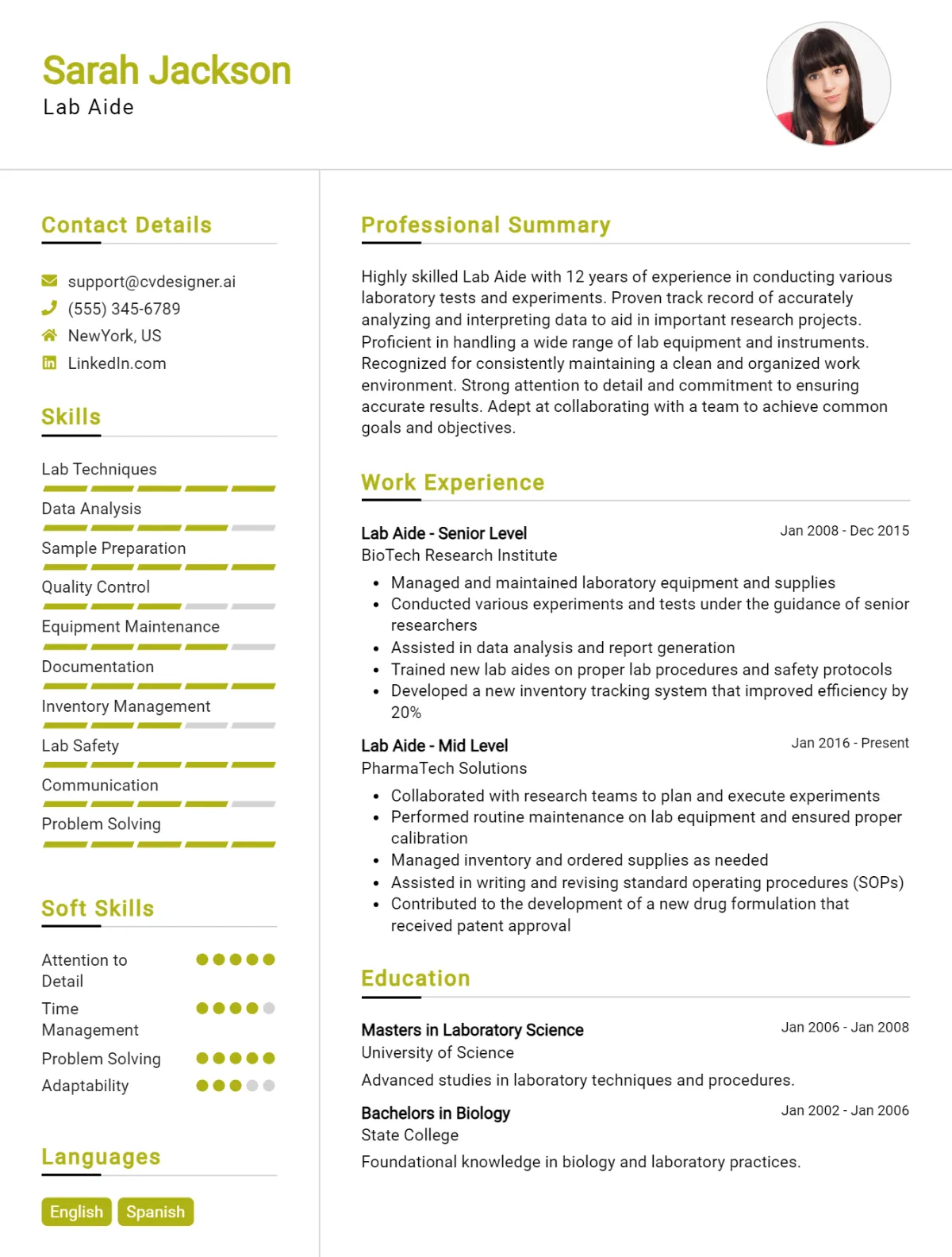 Lab Aide CV Example For 2026: Top Tips & Samples Preview