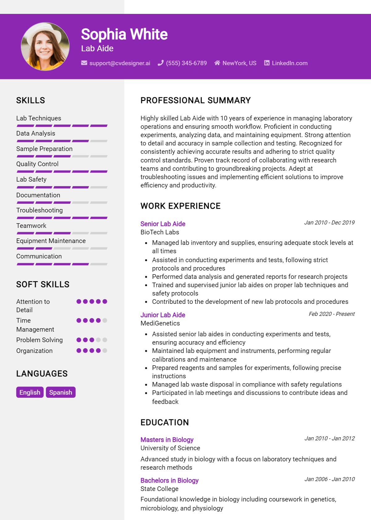 Lab Aide Resume Example for 2026: Ultimate Guide Preview