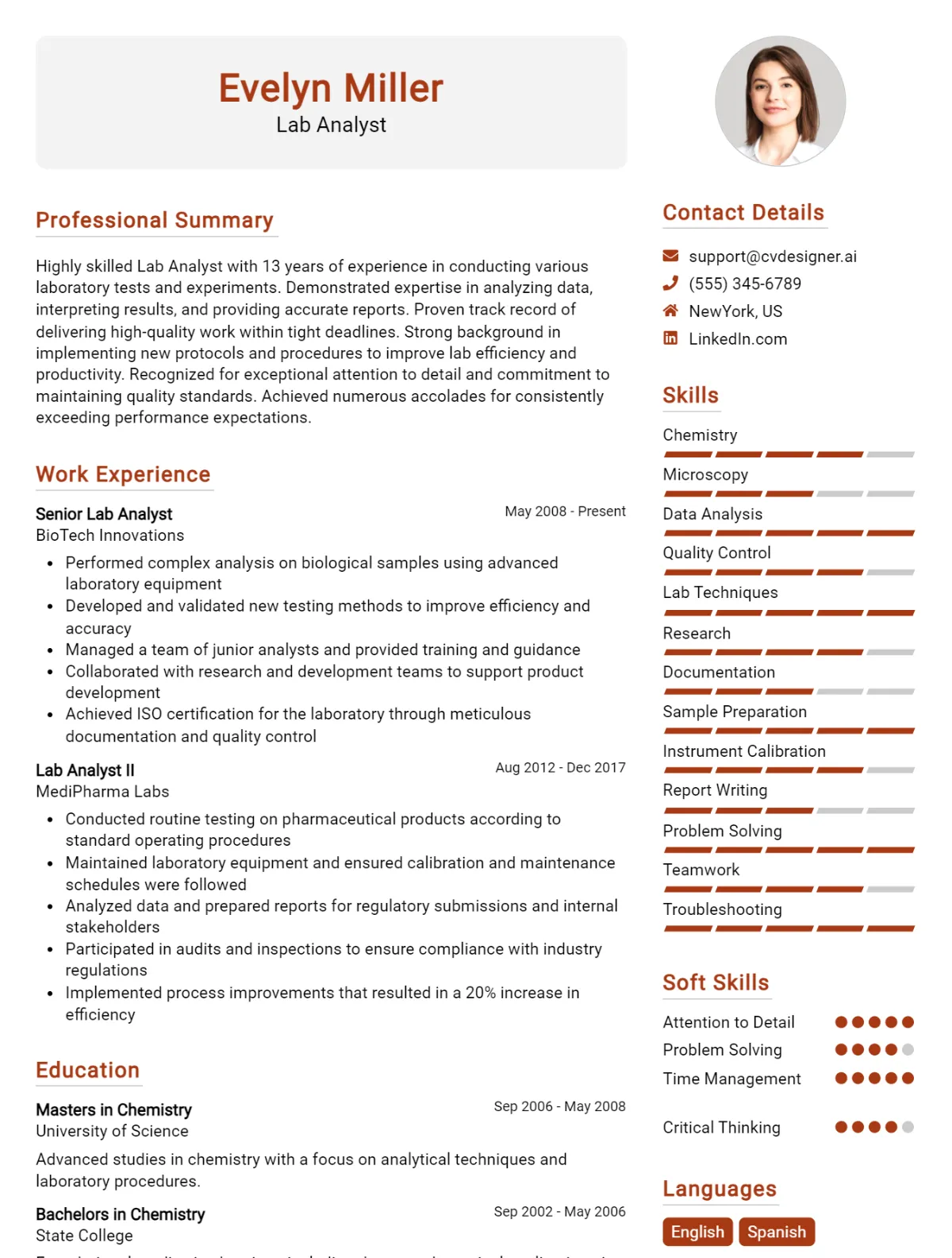 Lab Analyst CV Example For 2026: Ultimate Guide Preview