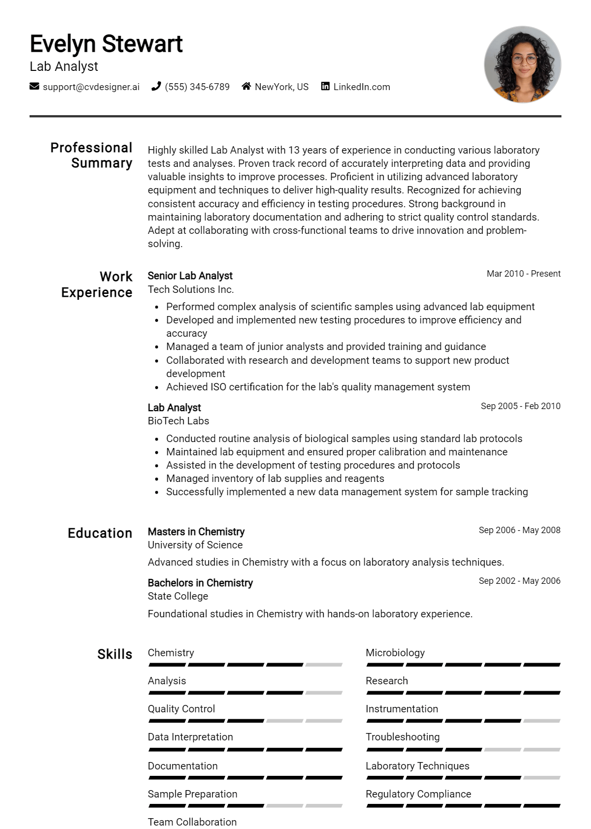 Lab Analyst Resume Example for 2026: Effective CV Writing Tips Preview