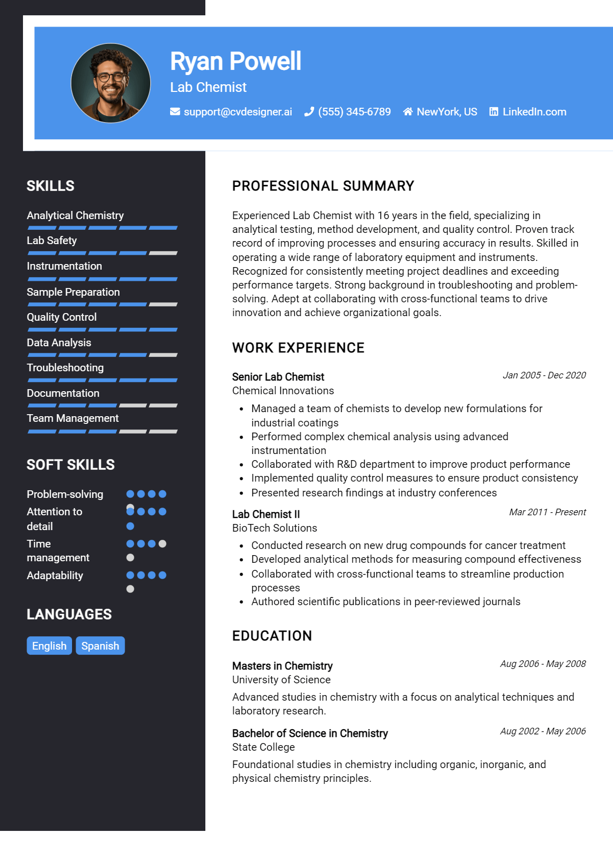 Lab Chemist Resume Example for 2026: Effective CV Writing Tips Preview