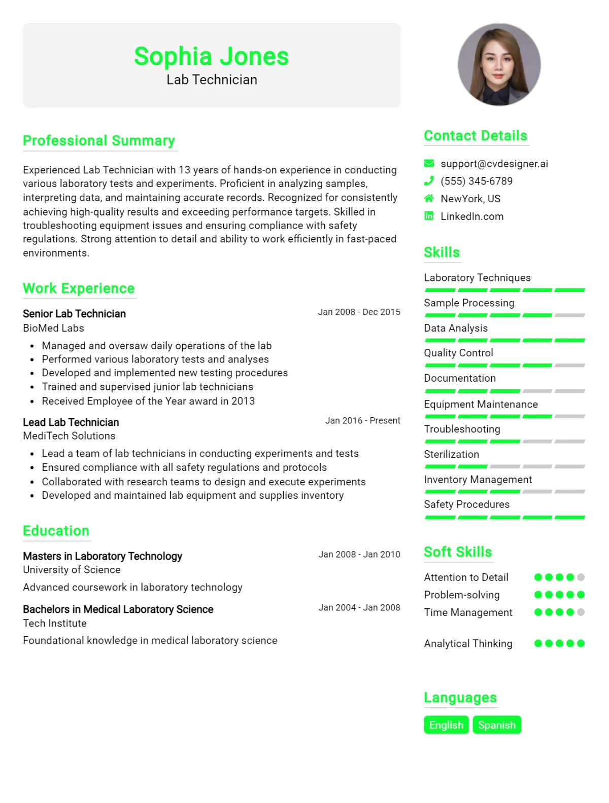Lab Technician CV Example For 2026: Best Formatting Tips Preview