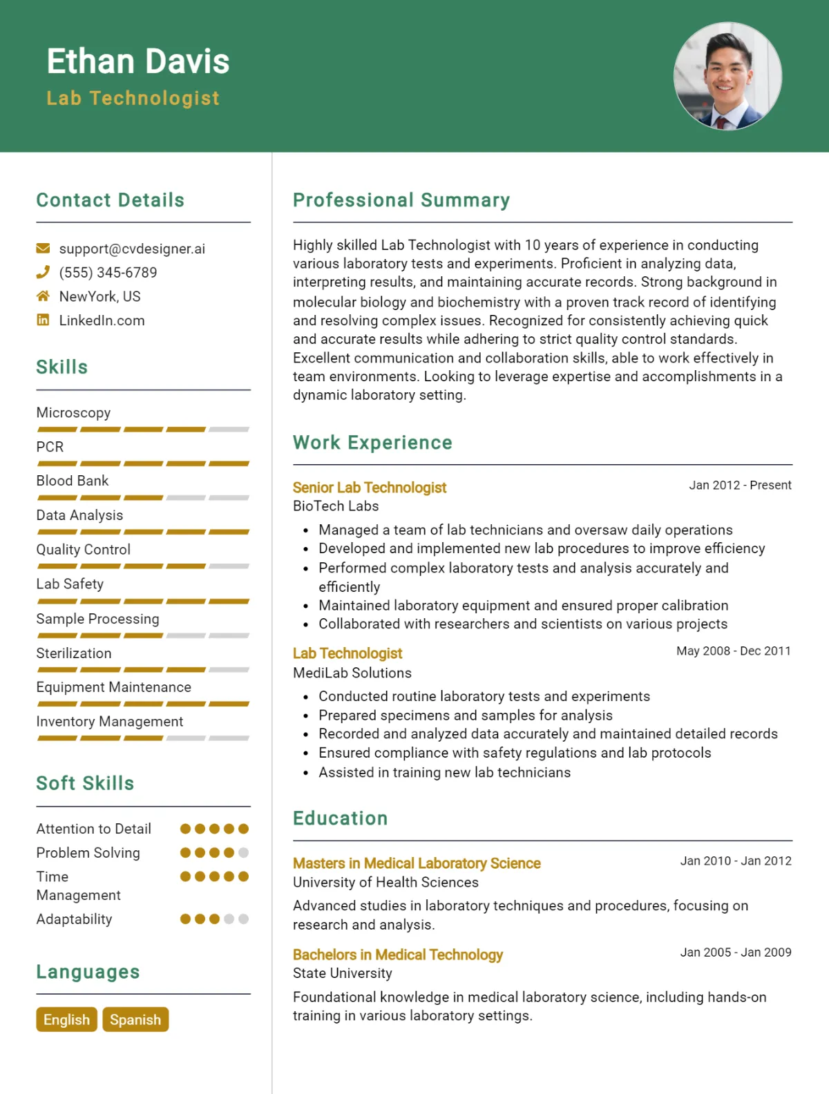 Lab Technologist CV Example For 2026: Expert Tips & Templates Preview
