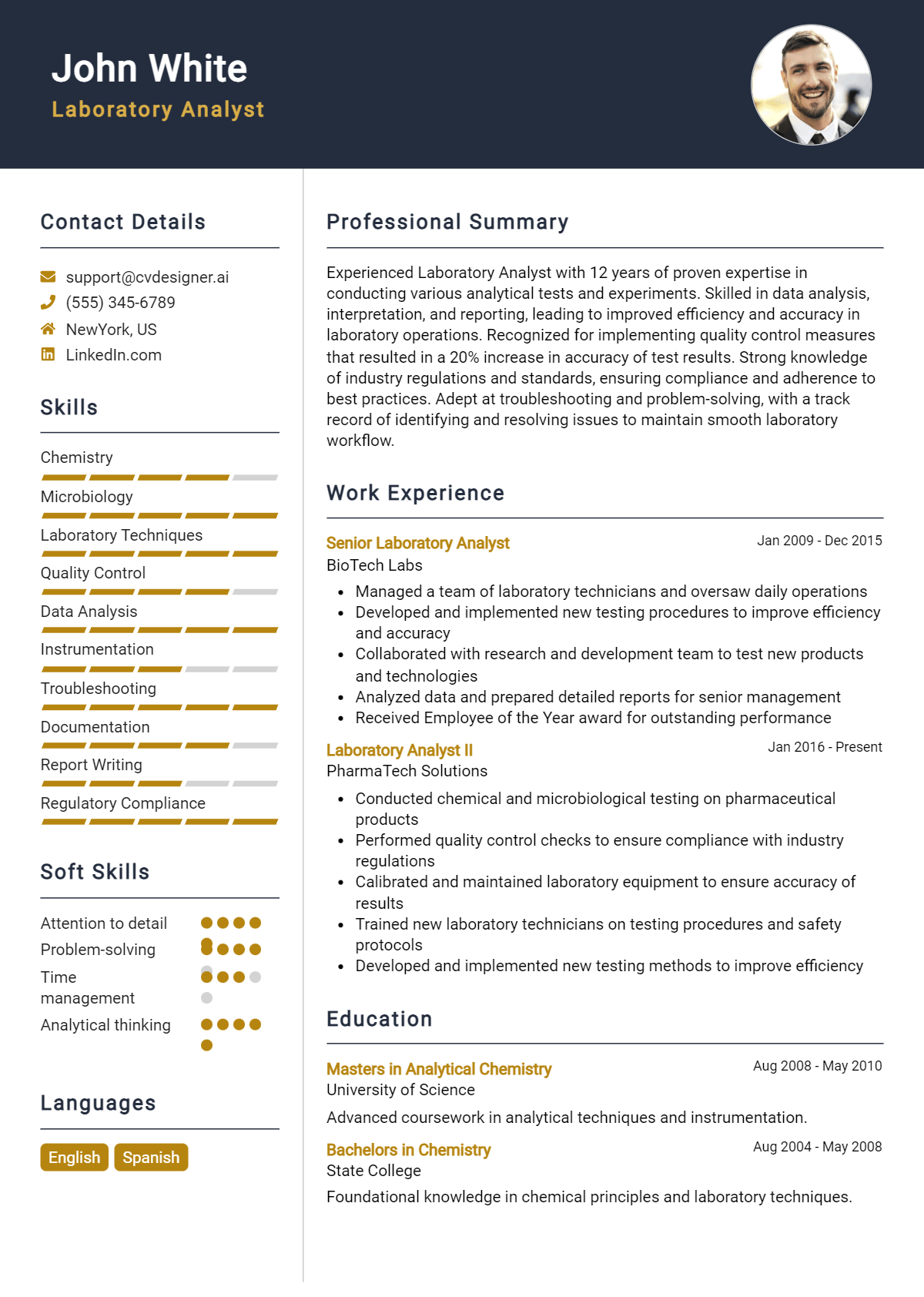Laboratory Analyst Resume Example for 2026: How to Craft a Winning CV Preview