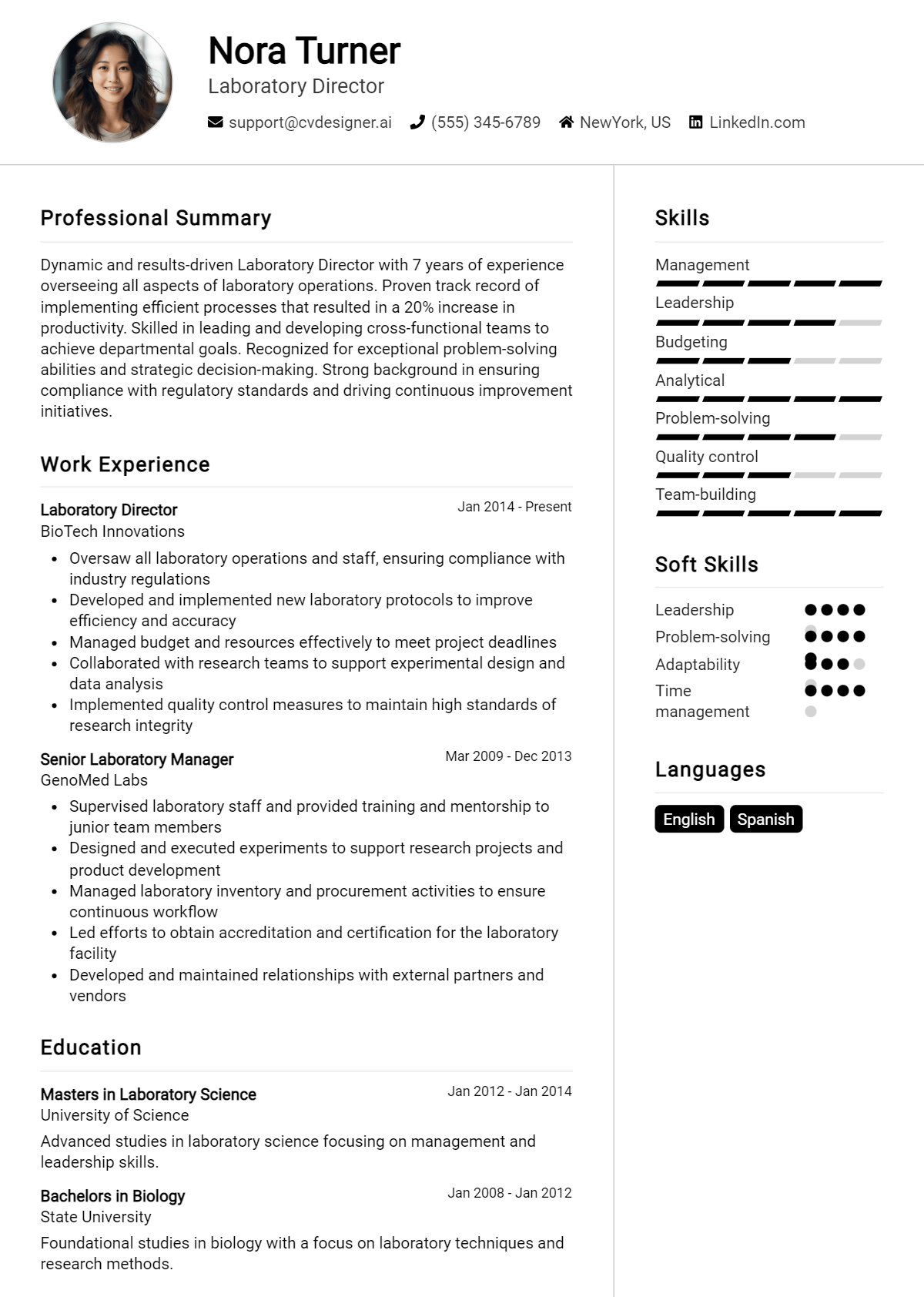 Laboratory Director Resume Example for 2026: Best Writing Guide Preview