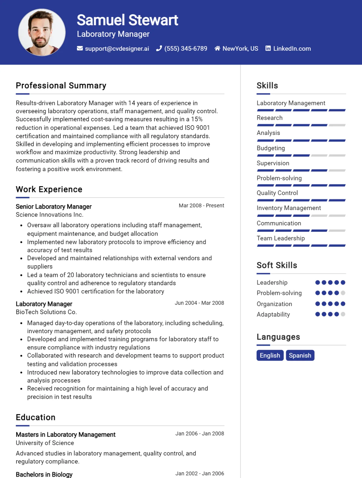 Laboratory Manager CV Example For 2026: Effective CV Writing Tips Preview
