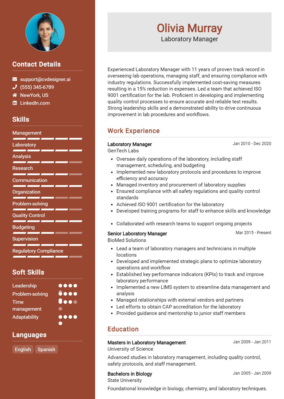 Laboratory Manager Resume Example for 2026: Tips to Stand Out Preview