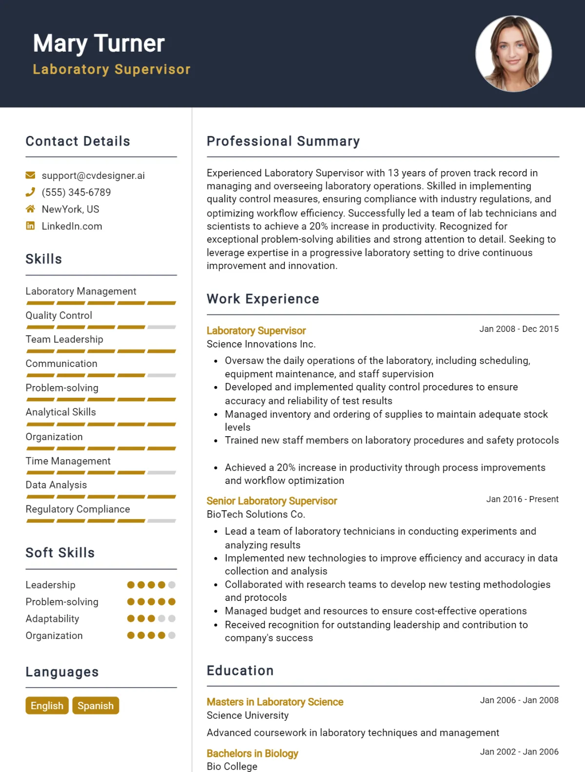 Laboratory Supervisor CV Example For 2026: Best Formatting Tips Preview