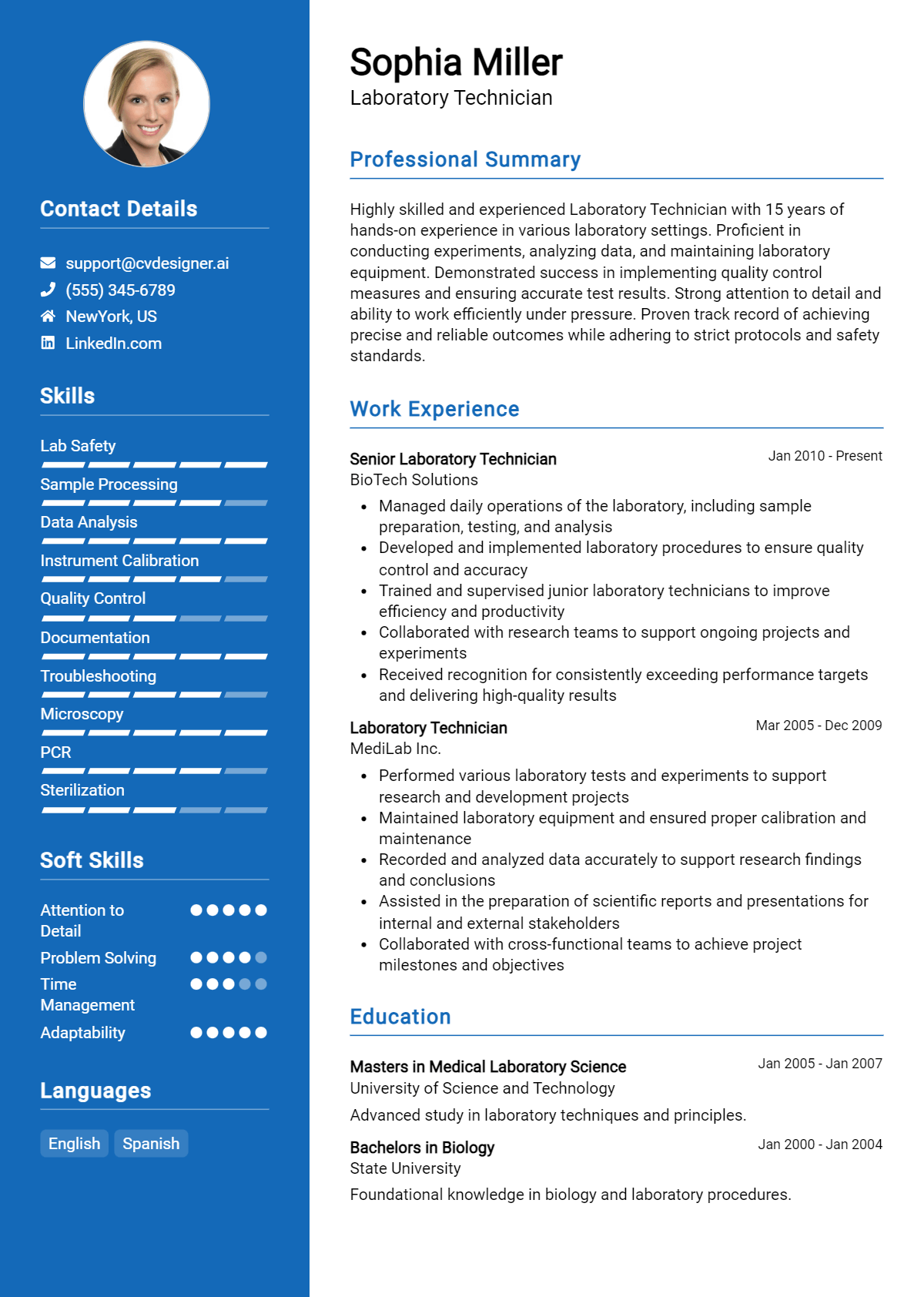Laboratory Technician Resume Example for 2026: Best Tips & Templates Preview