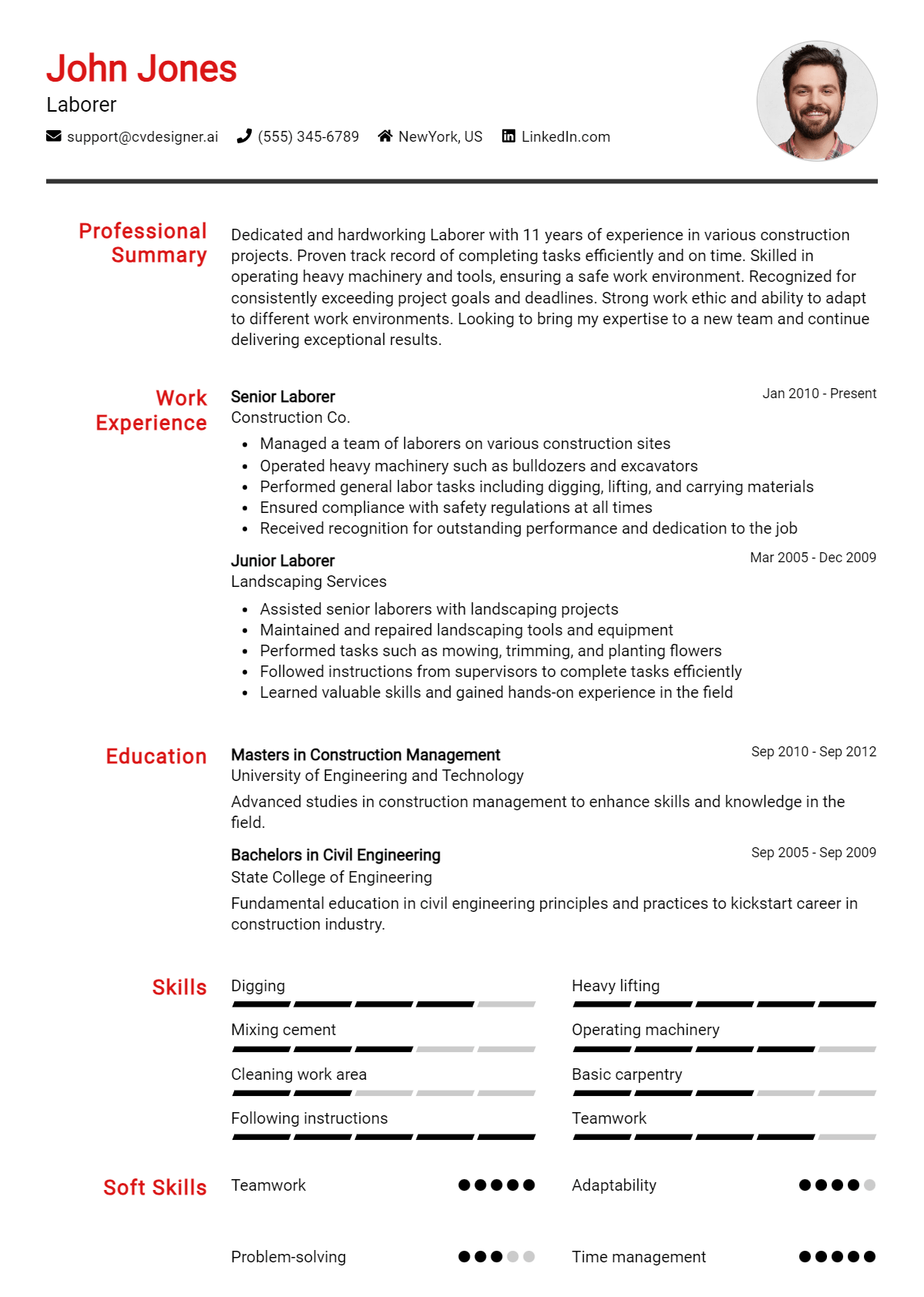 Laborer Resume Example for 2026: Top CV Skills Preview