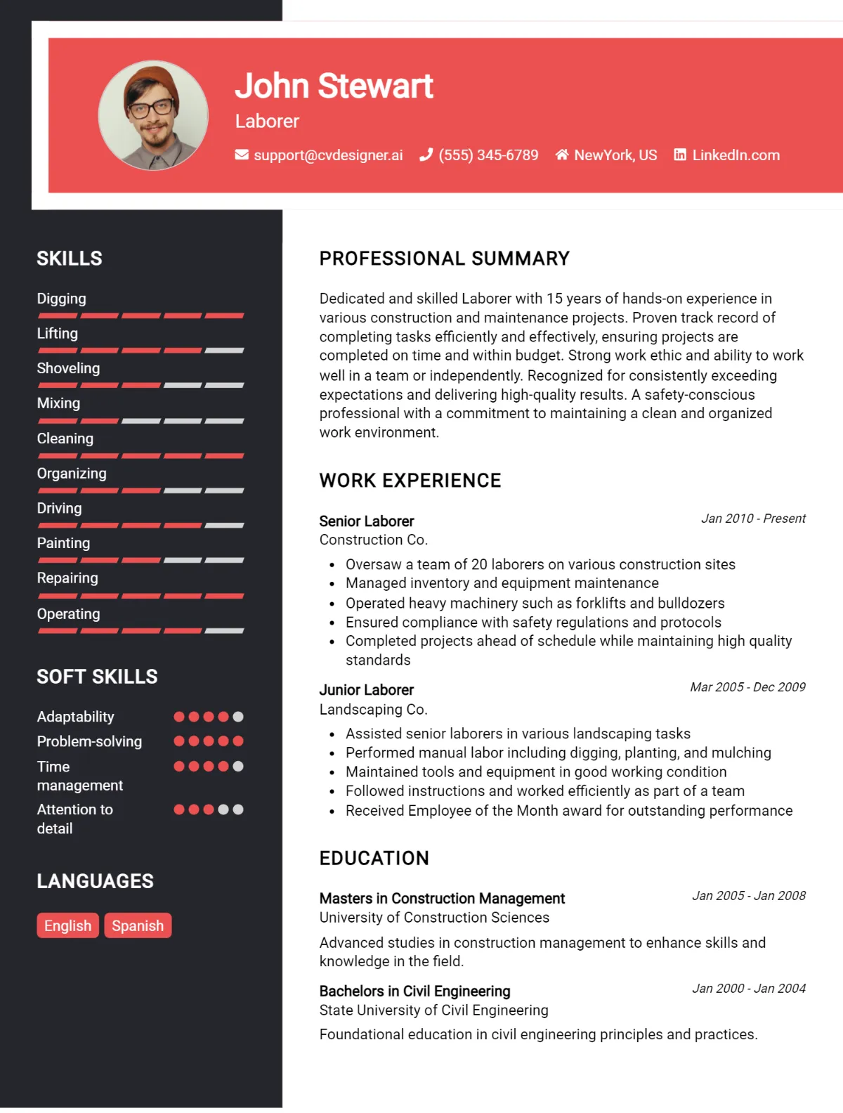 Laborer CV Example For 2026: Samples & Best Practices Preview