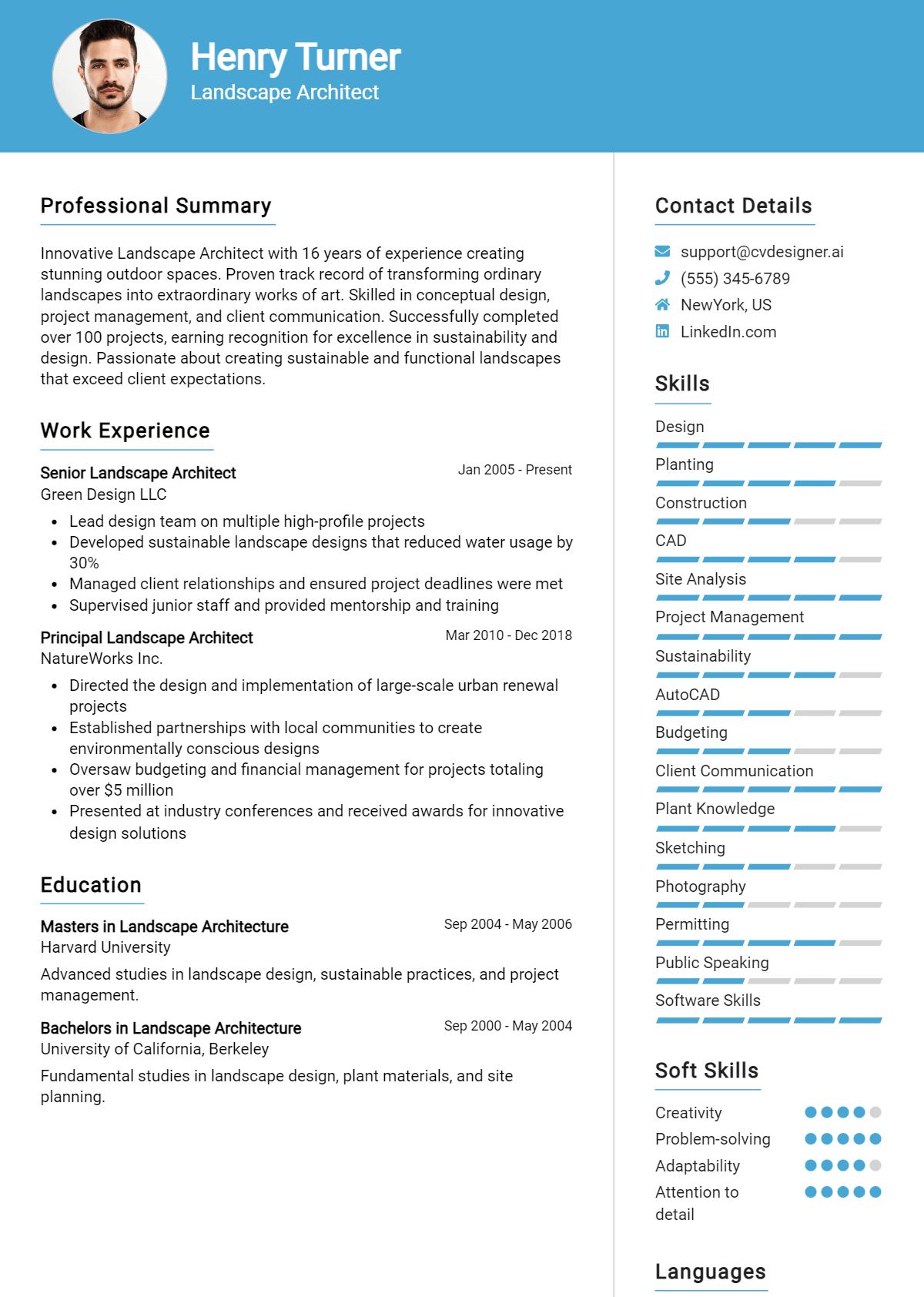 Landscape Architect Resume Example for 2026: Top Templates Preview
