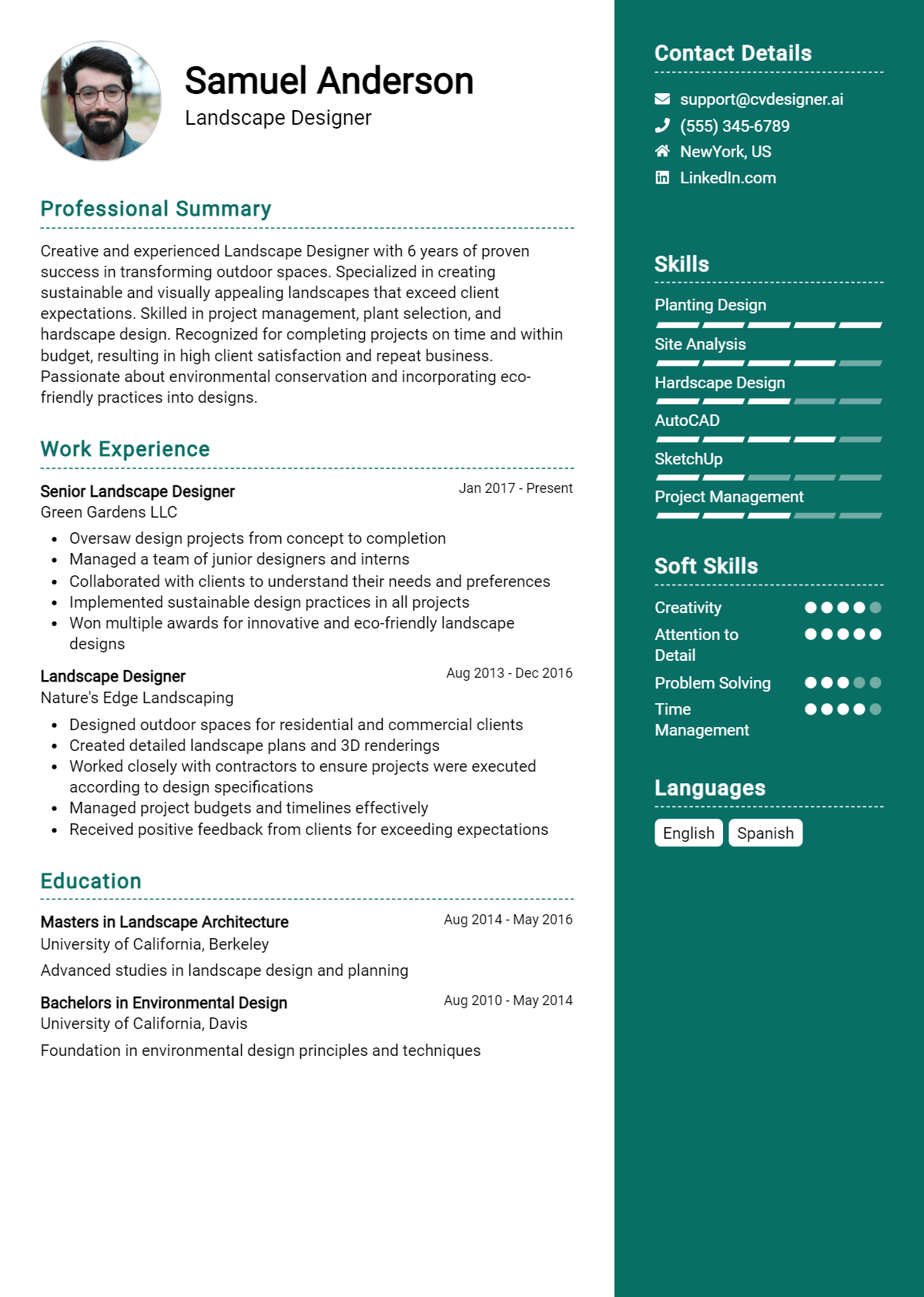 Landscape Designer Resume Example for 2026: Proven Tips & Templates Preview