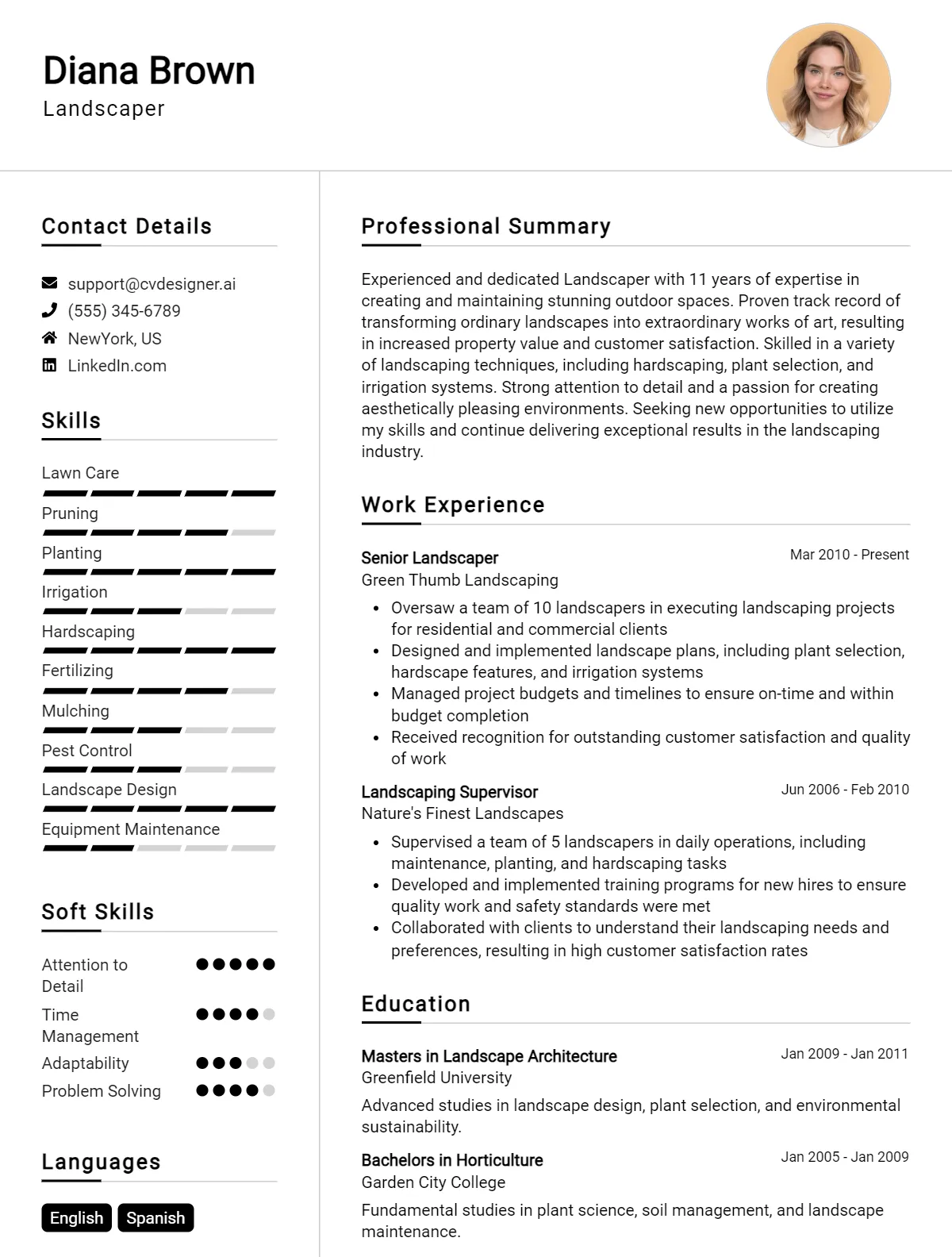Landscaper CV Example For 2026: Expert Tips & Templates Preview