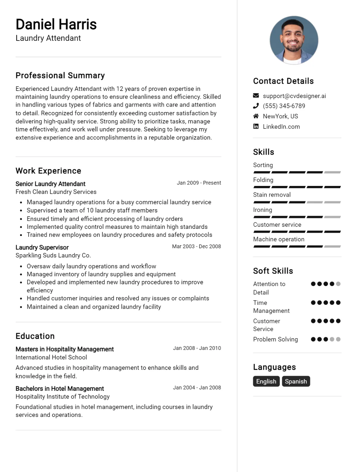 Laundry Attendant CV Example For 2026: Top Tips & Samples Preview