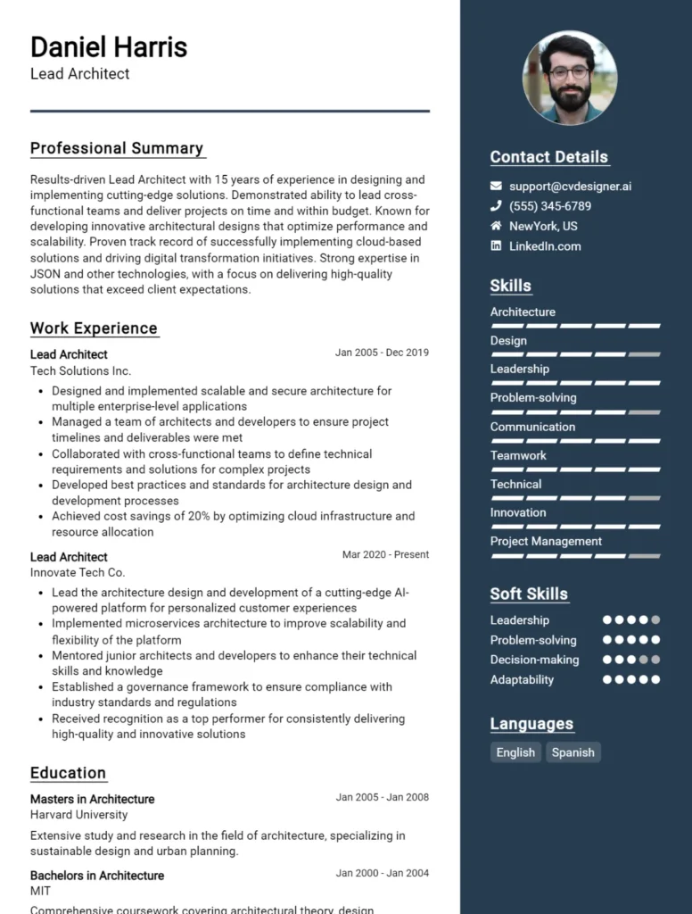 Lead Architect CV Example