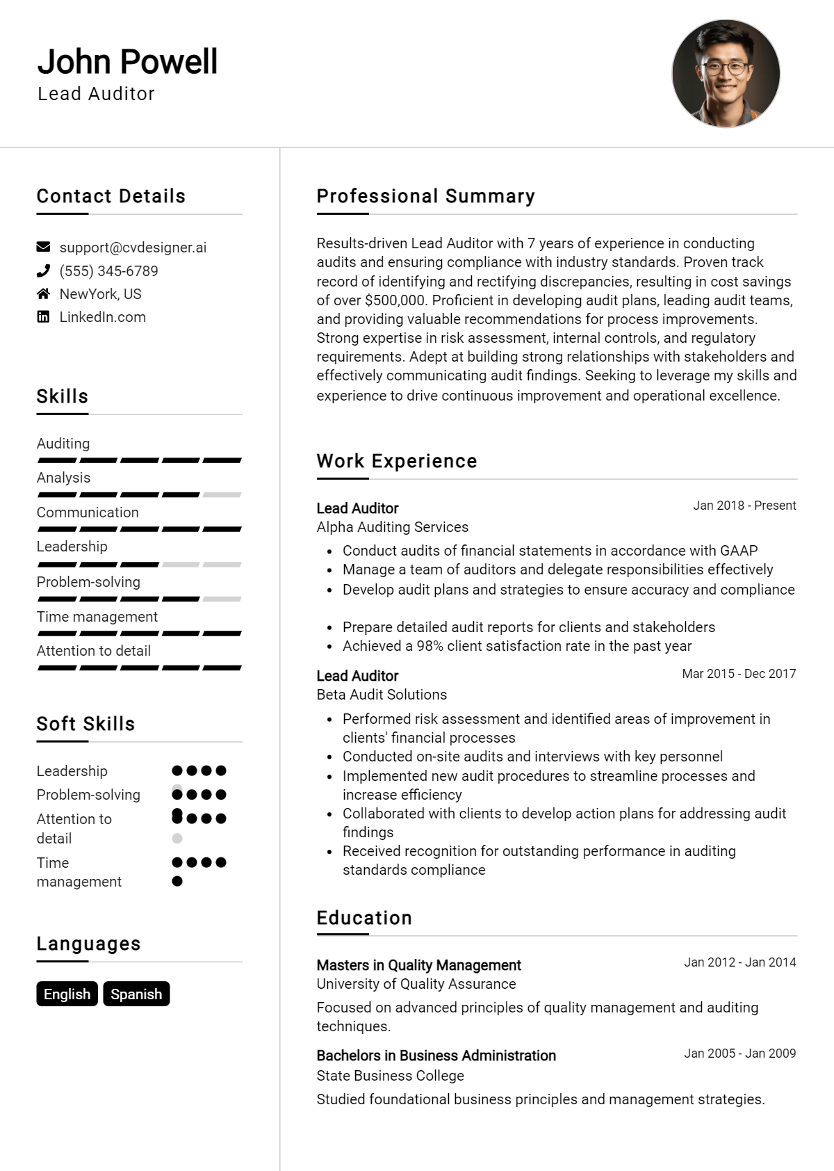 12 Lead Auditor Resume Examples And Templates for 2026tes Preview