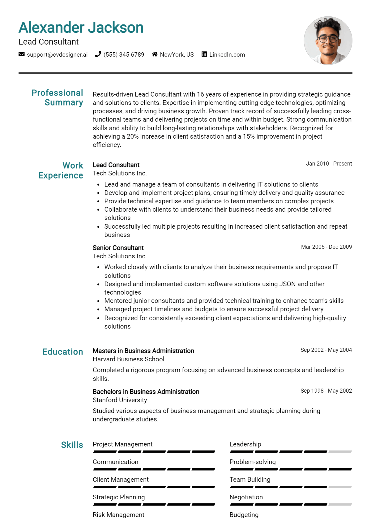 Lead Consultant Resume Example for 2026: Tips to Stand Out Preview